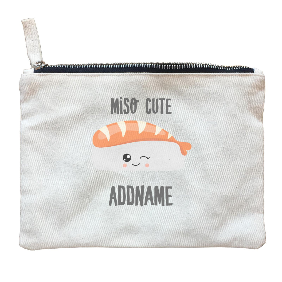Miso Cute Salmon Sushi Addname Zipper Pouch
