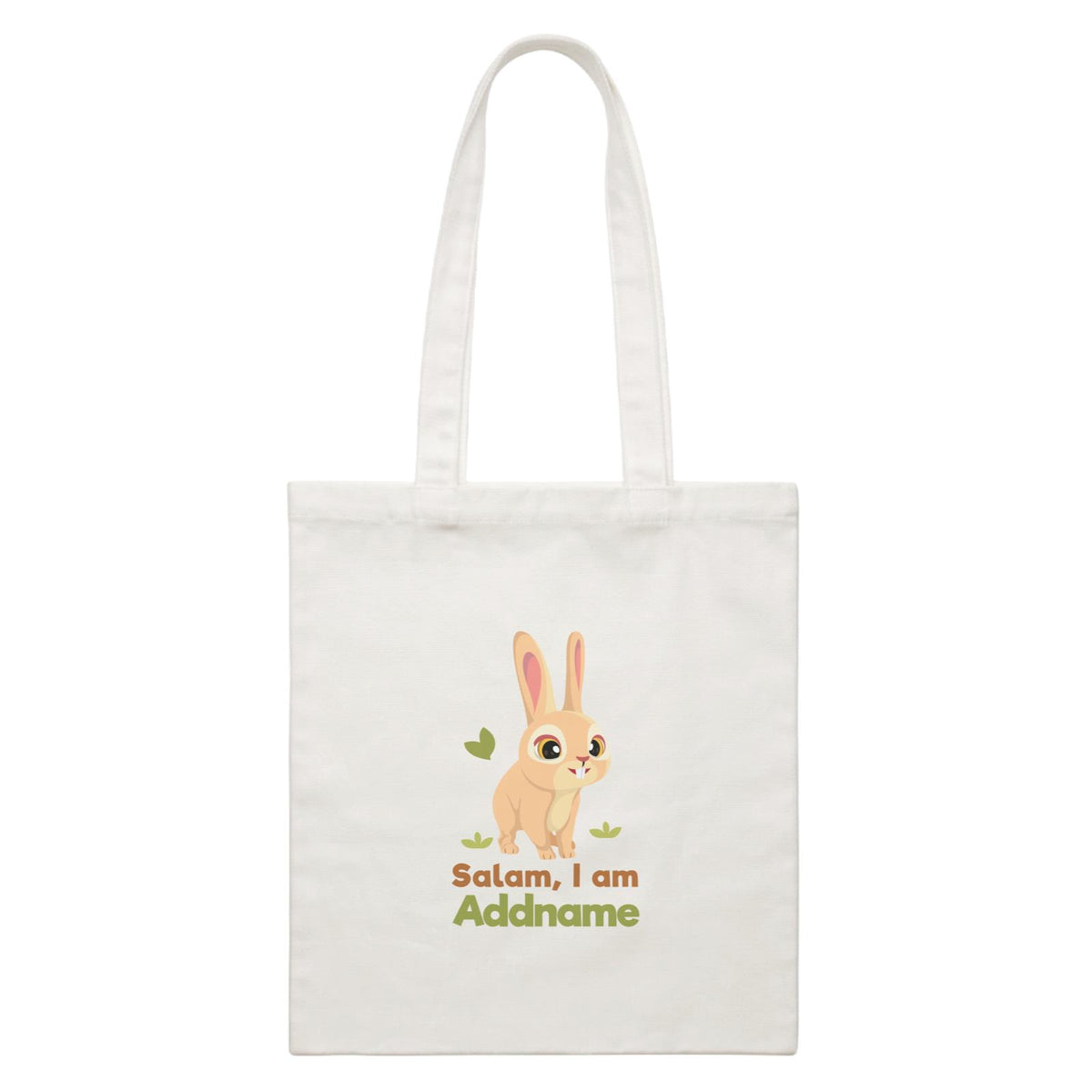 Rabbit Salam I Am Addname White White Canvas Bag