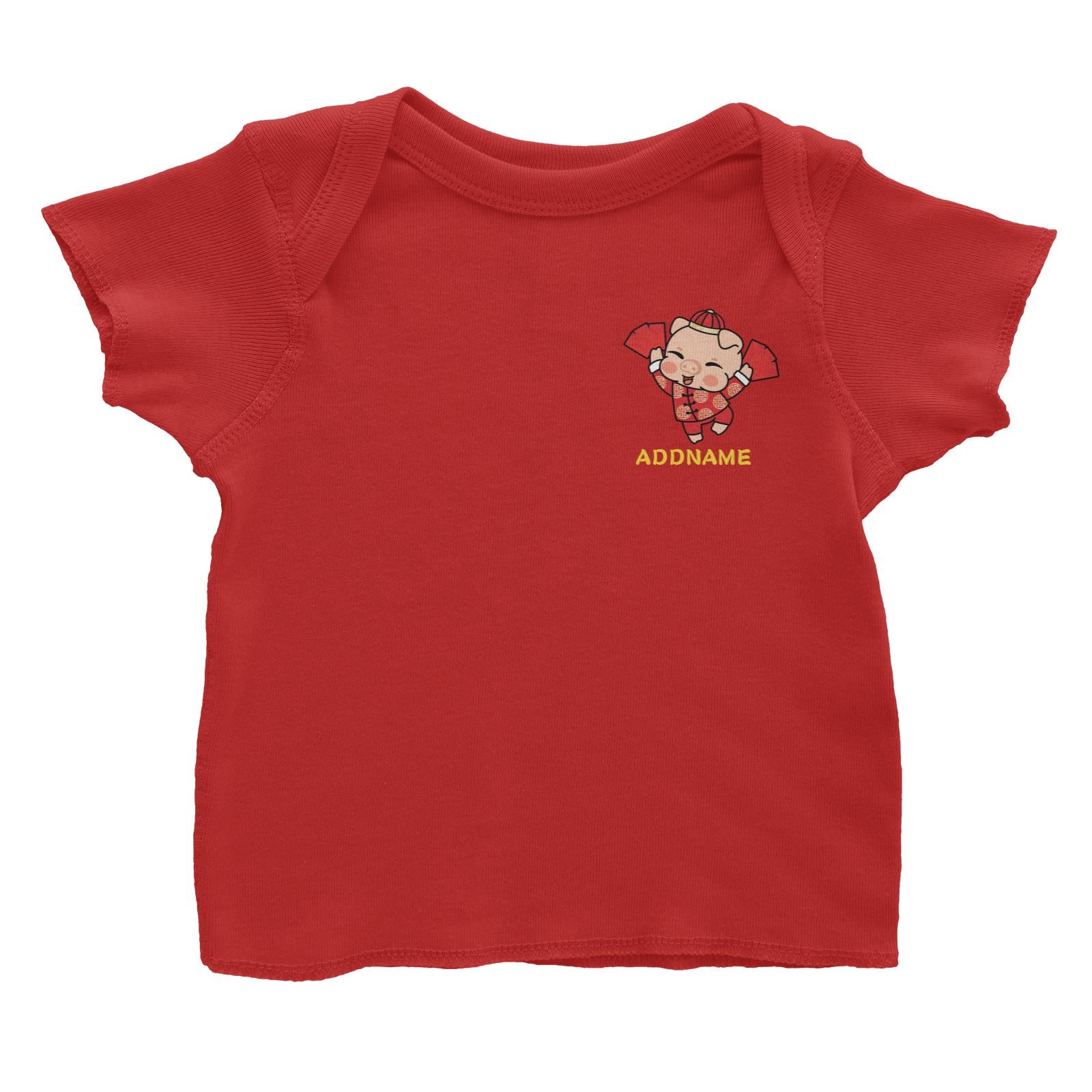 Properity Pig Boy with Red Packets Pocket Design Baby T-Shirt