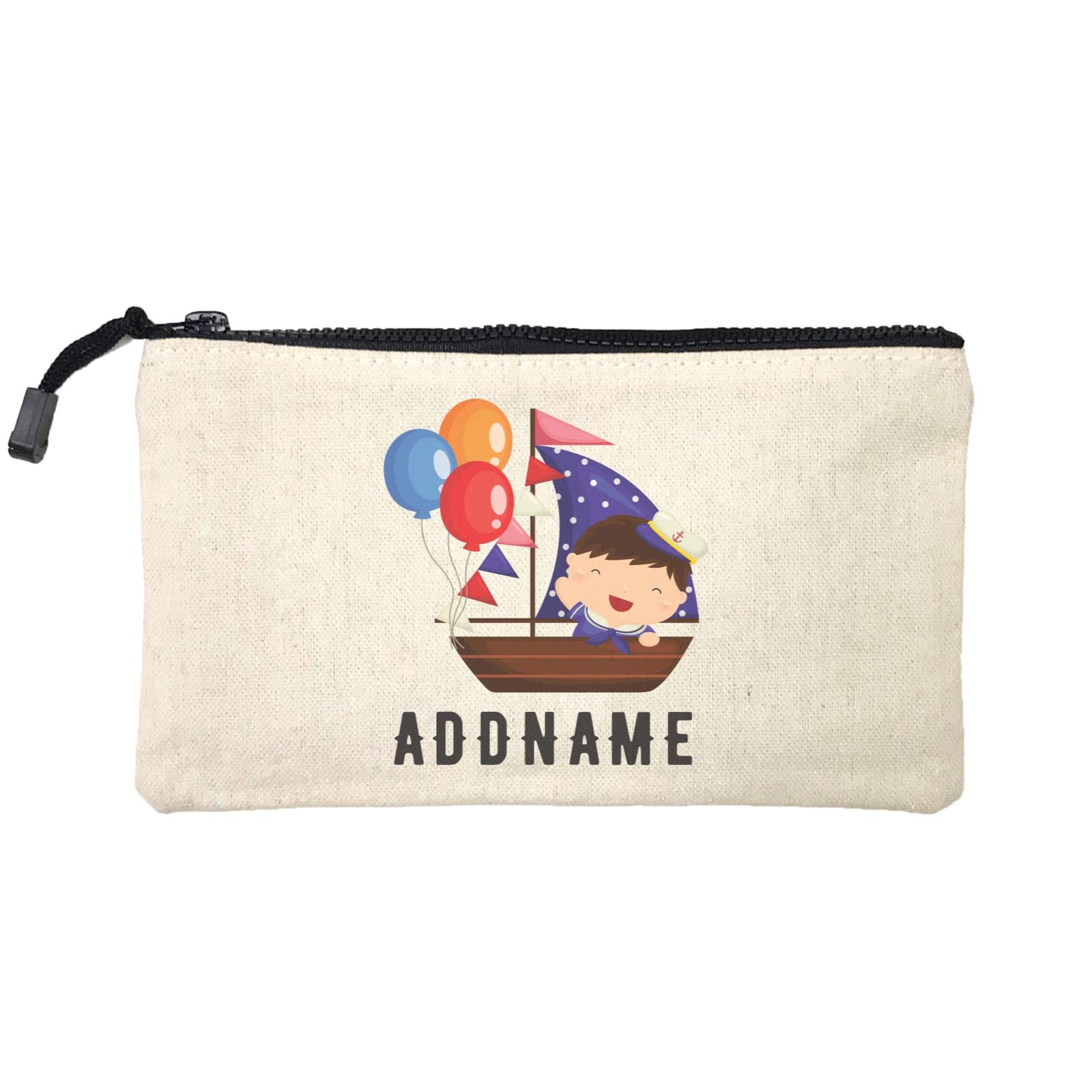 Birthday Sailor Baby Boy In Ship With Balloon Addname Mini Accessories Stationery Pouch