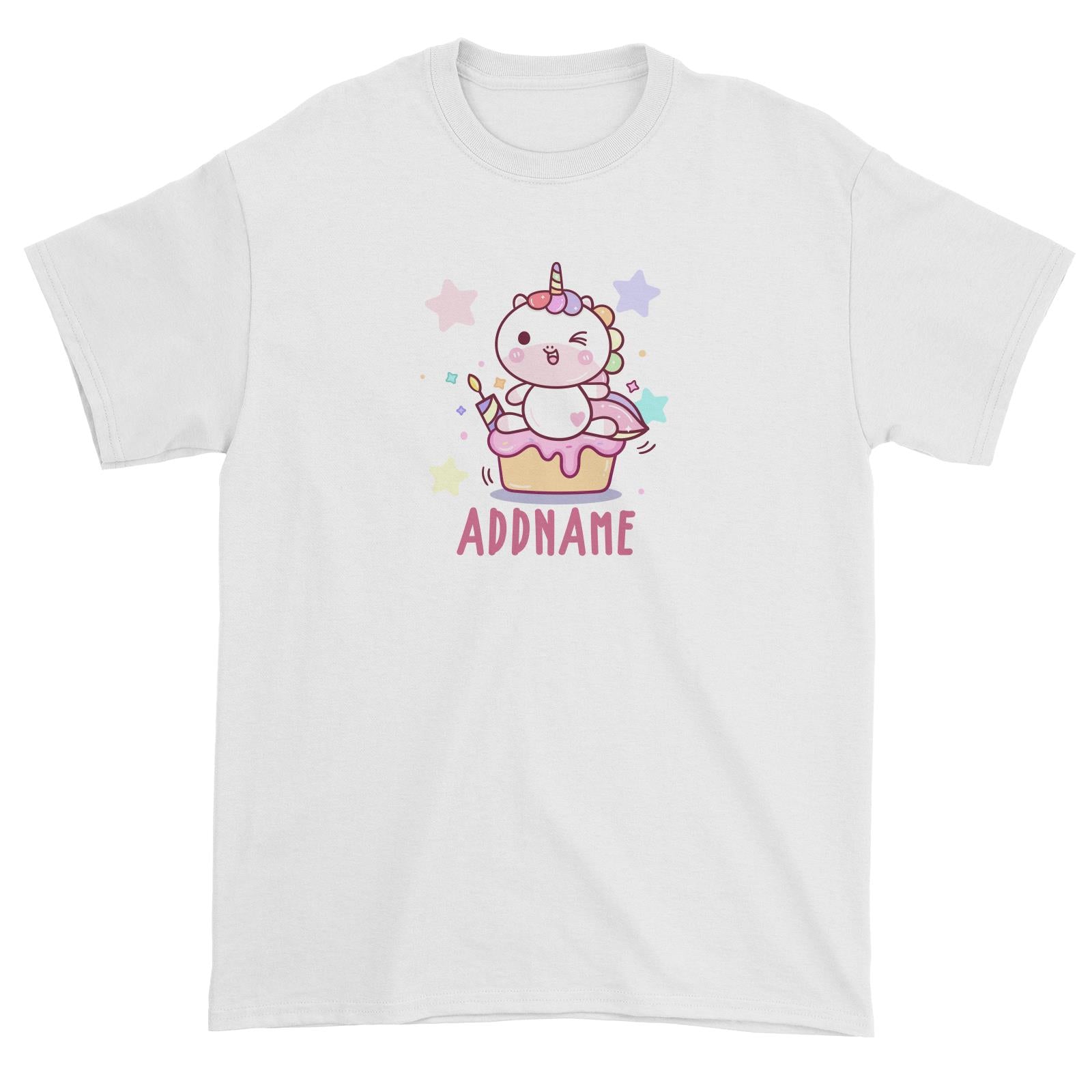 Unicorn And Princess Series Cute Unicorn Birthday Cupcake Addname Unisex T-Shirt