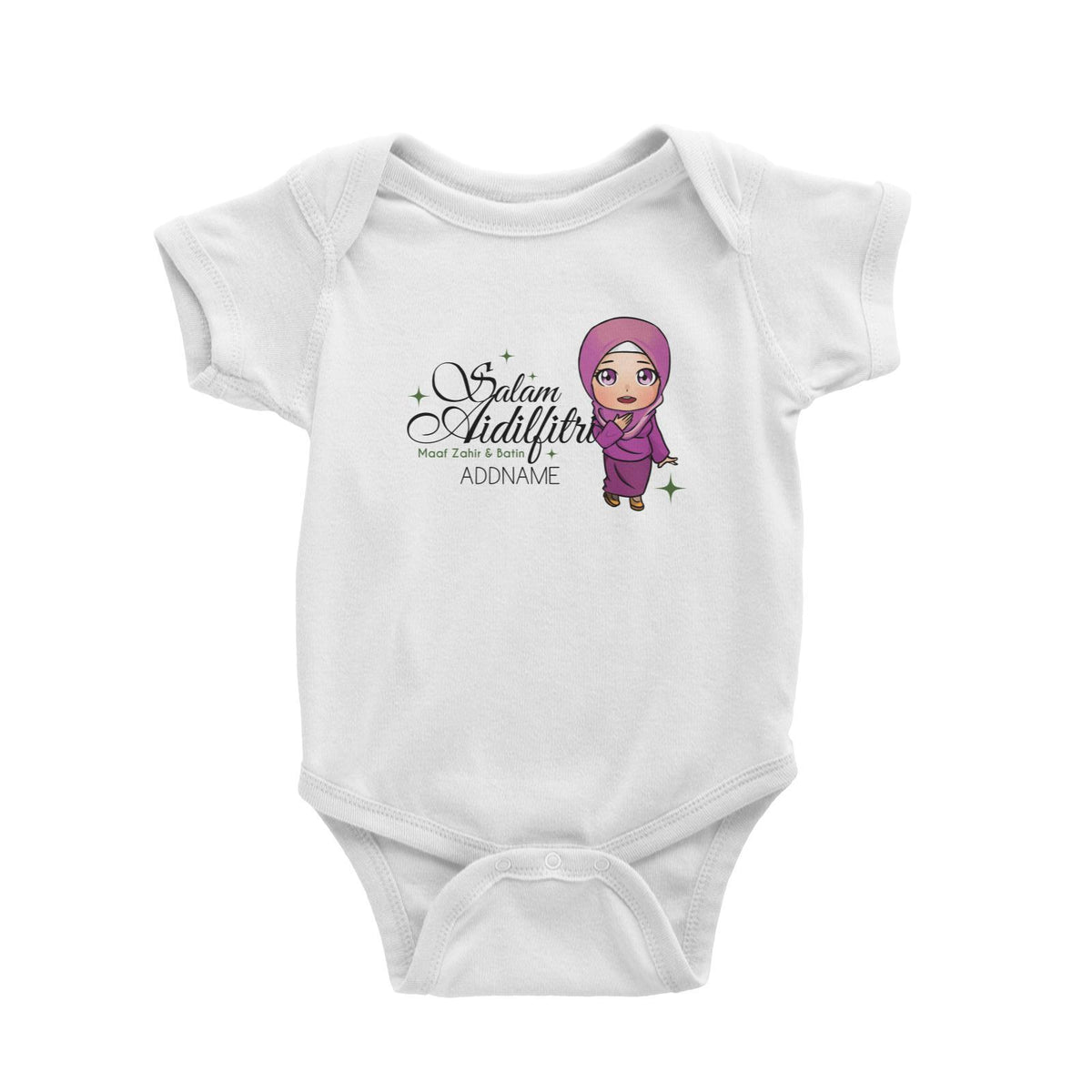 Raya Chibi Wishes Woman Addname Wishes Everyone Salam Aidilfitri Maaf Zahir &amp; Batin Baby Rompers