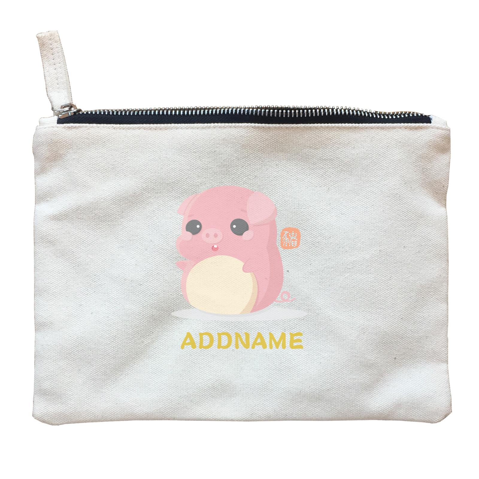 Chinese New Year Cute Twelve Zodiac Animals Pig Addname Zipper Pouch
