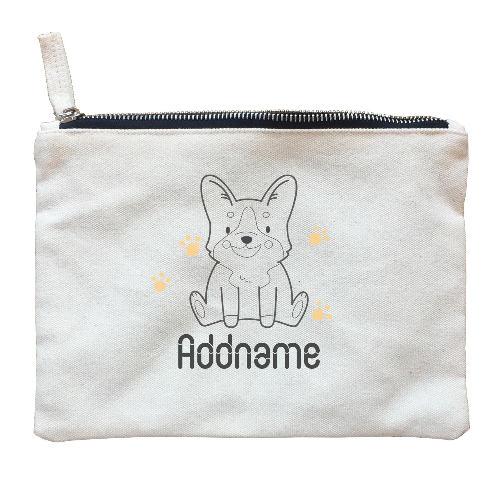 Coloring Outline Cute Hand Drawn Animals Dogs Corgi Addname Zipper Pouch
