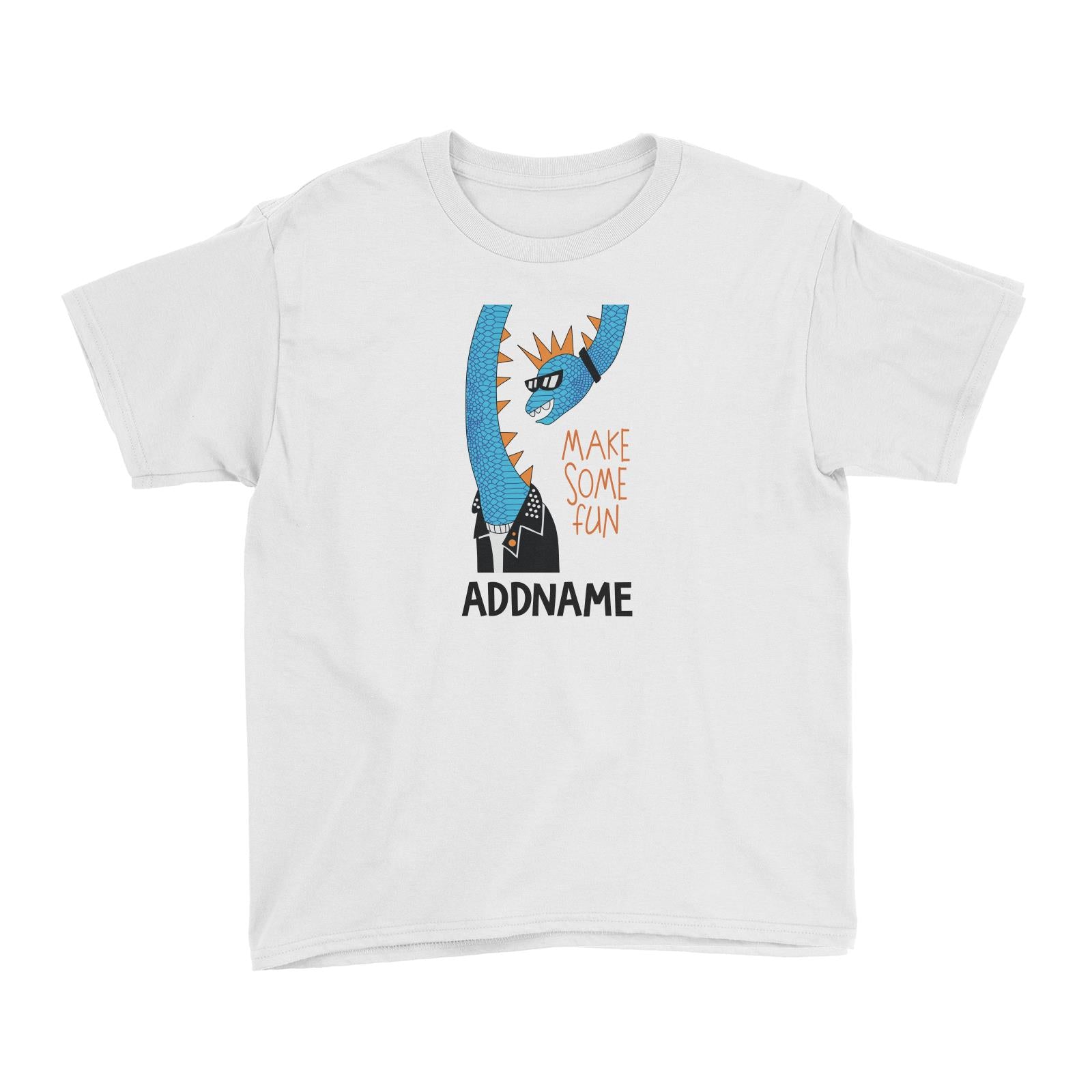 Cool Vibrant Series Make Some Fun Gangsta Dinosaur Addname Kid's T-Shirt [SALE]