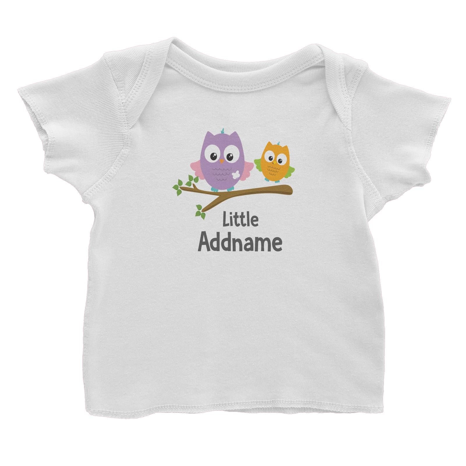 Cute Owls On Branch Little Addname Baby T-Shirt