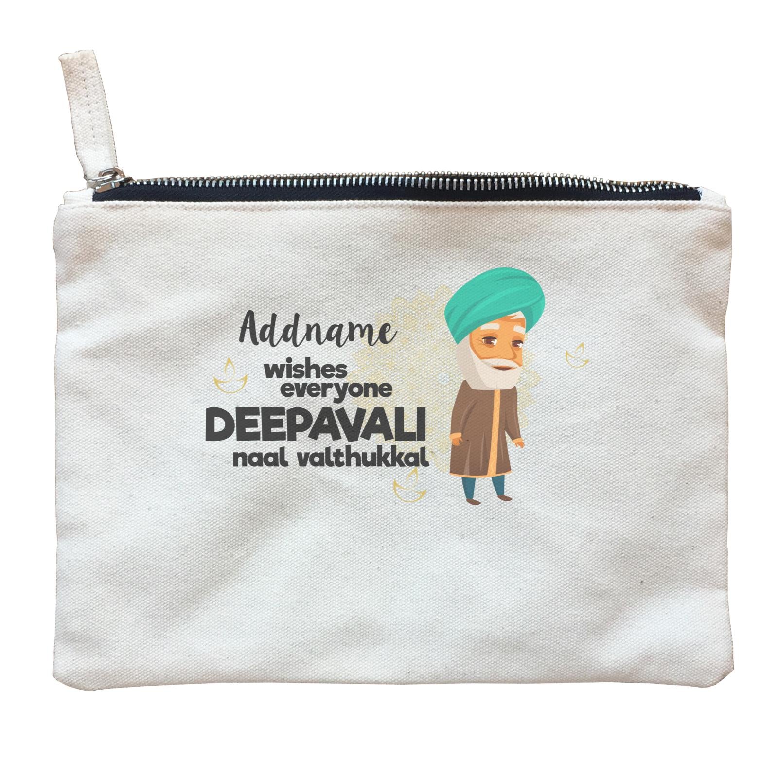 Cute Grandpa Wishes Everyone Deepavali Addname Zipper Pouch