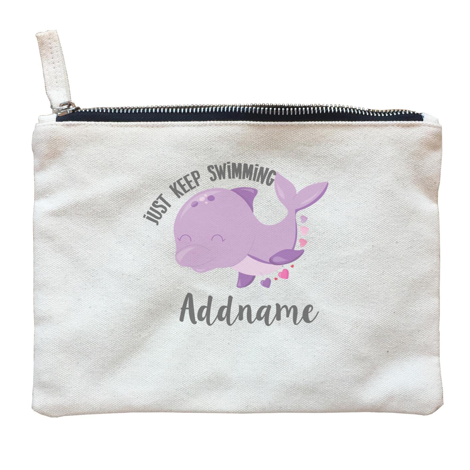 Cute Sea Animals Dolphin Just Keep Swimming Addname Zipper Pouch