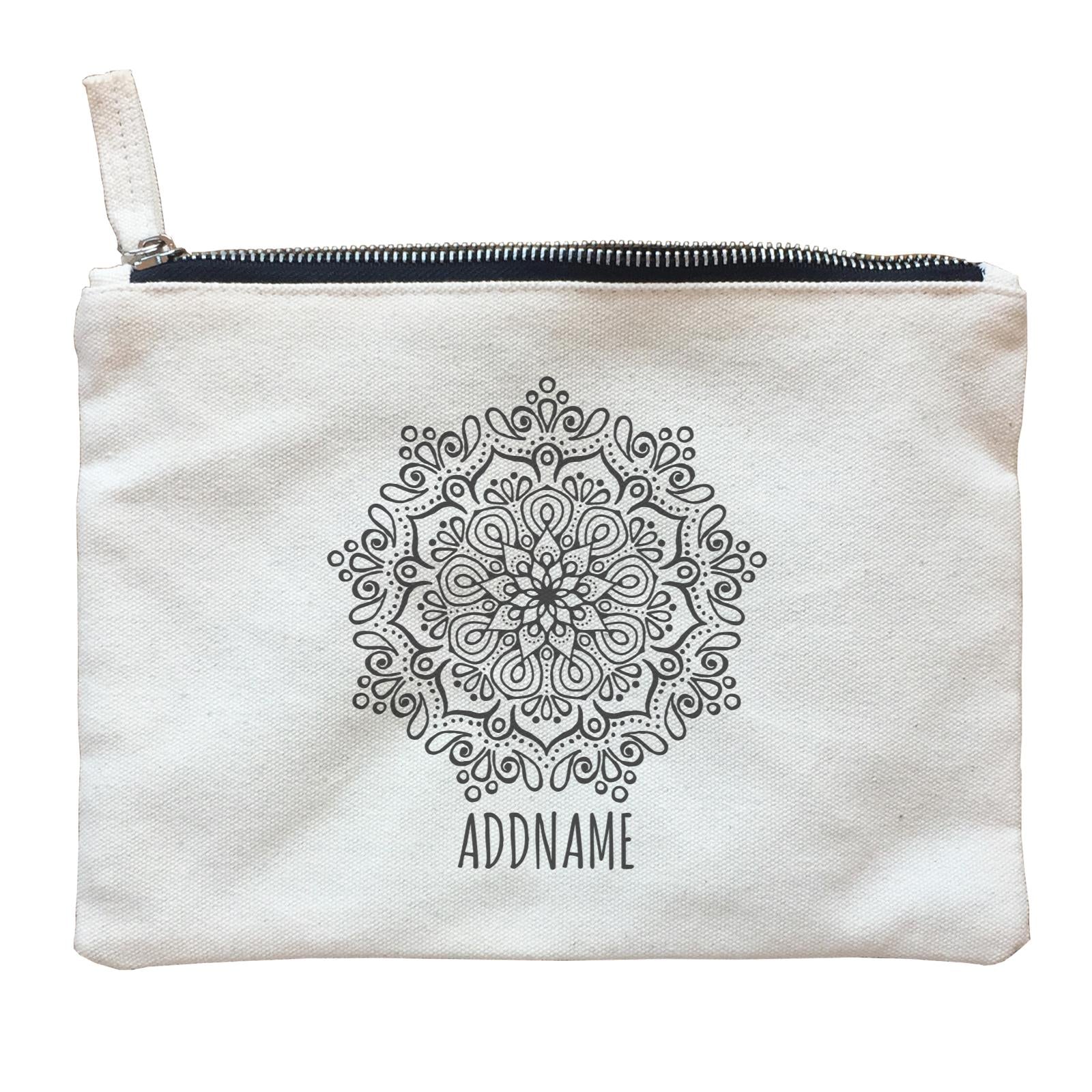 Monochrome Mandala 1 Addname Zipper Pouch - FamsyMall