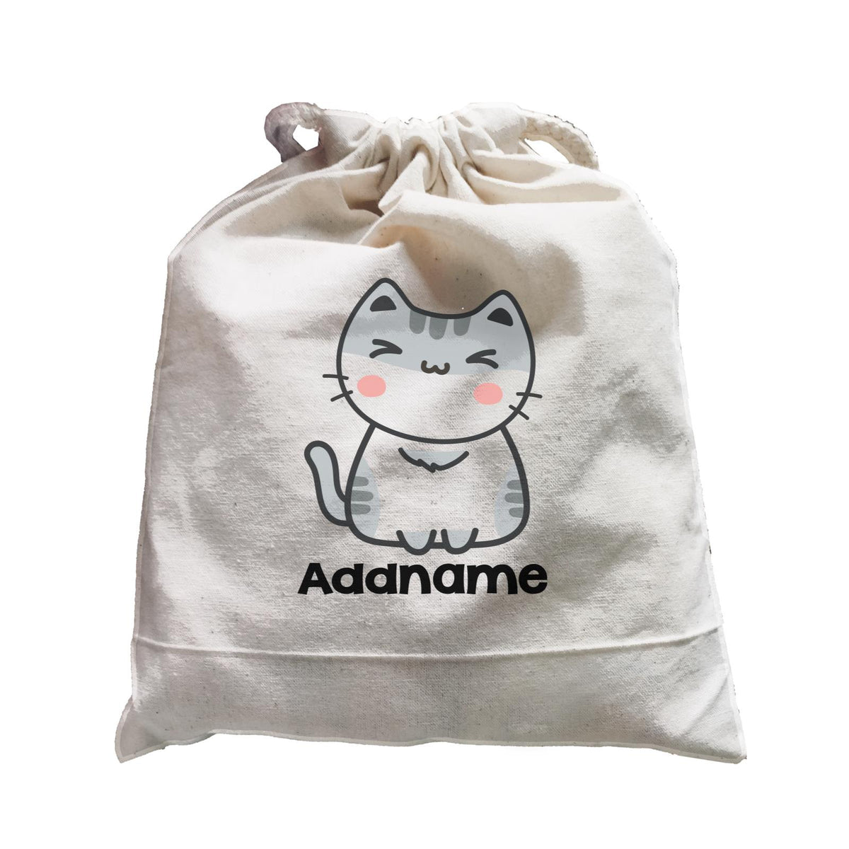 Drawn Adorable Cats White &amp; Grey Addname Satchel