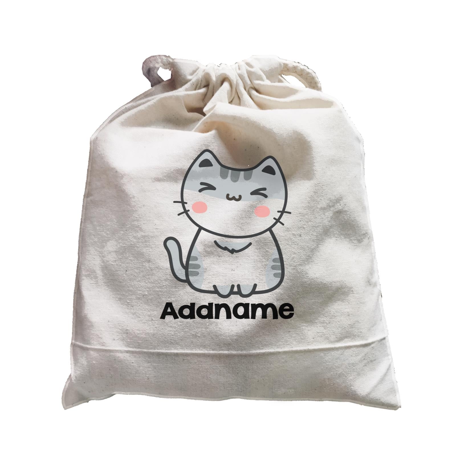 Drawn Adorable Cats White & Grey Addname Satchel