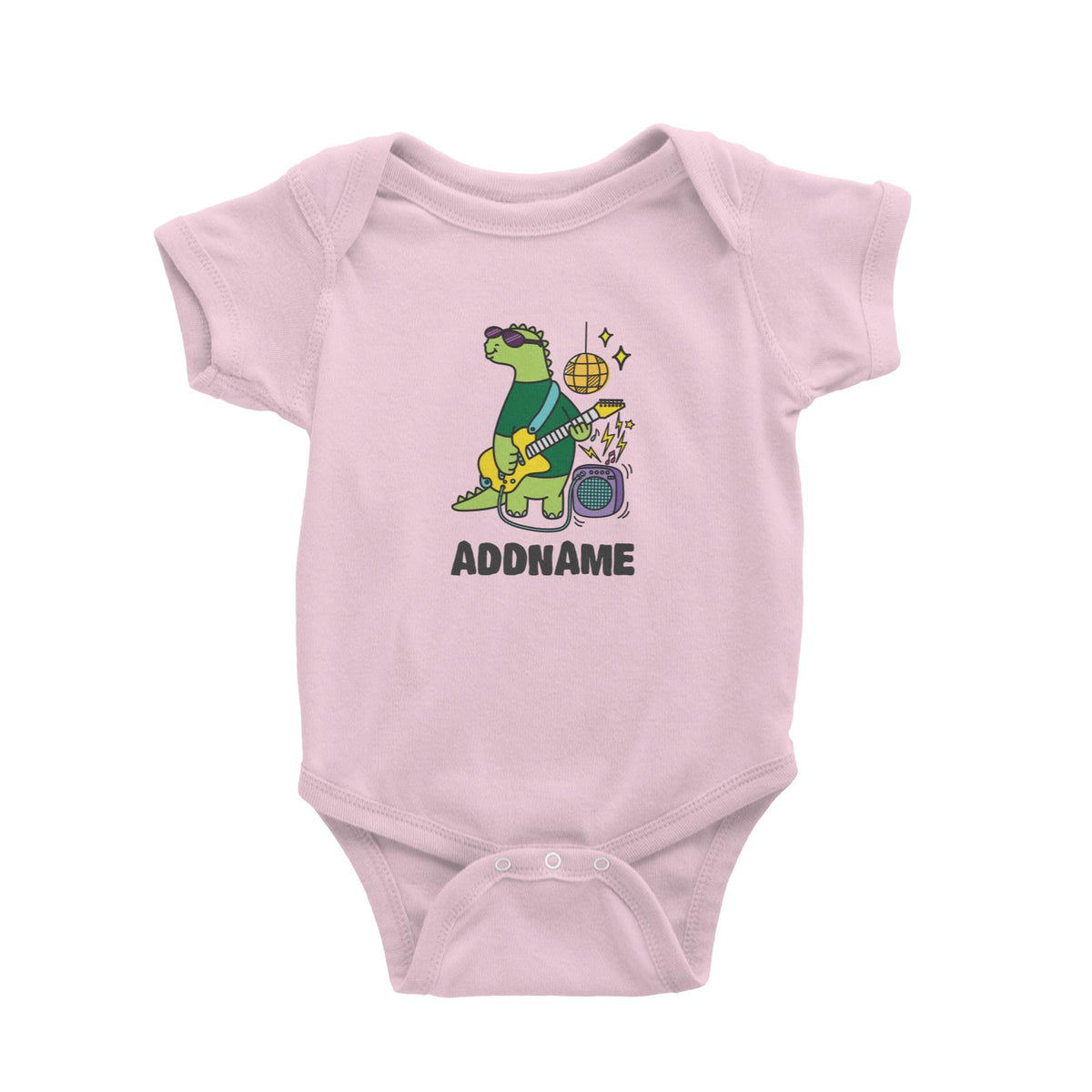 Super Cute Dinosaur Cool Guitarist Baby Romper