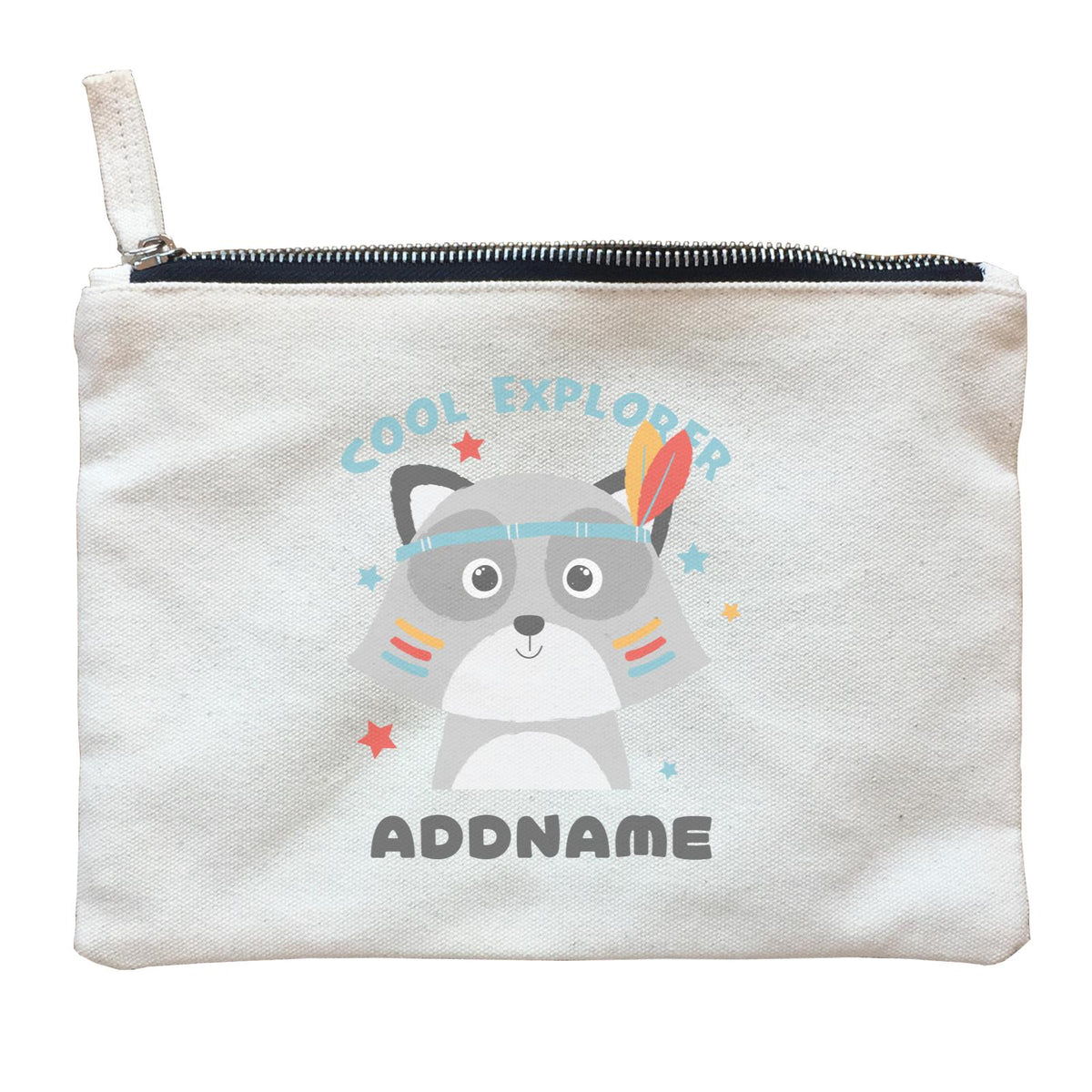 Cool Explorer Racoon Addname Zipper Pouch