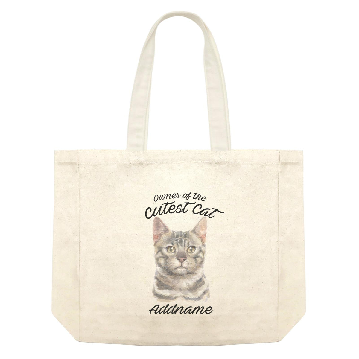 Watercolor Owner Of The Cutest Cat Bengal Grey Addname Shopping Bag