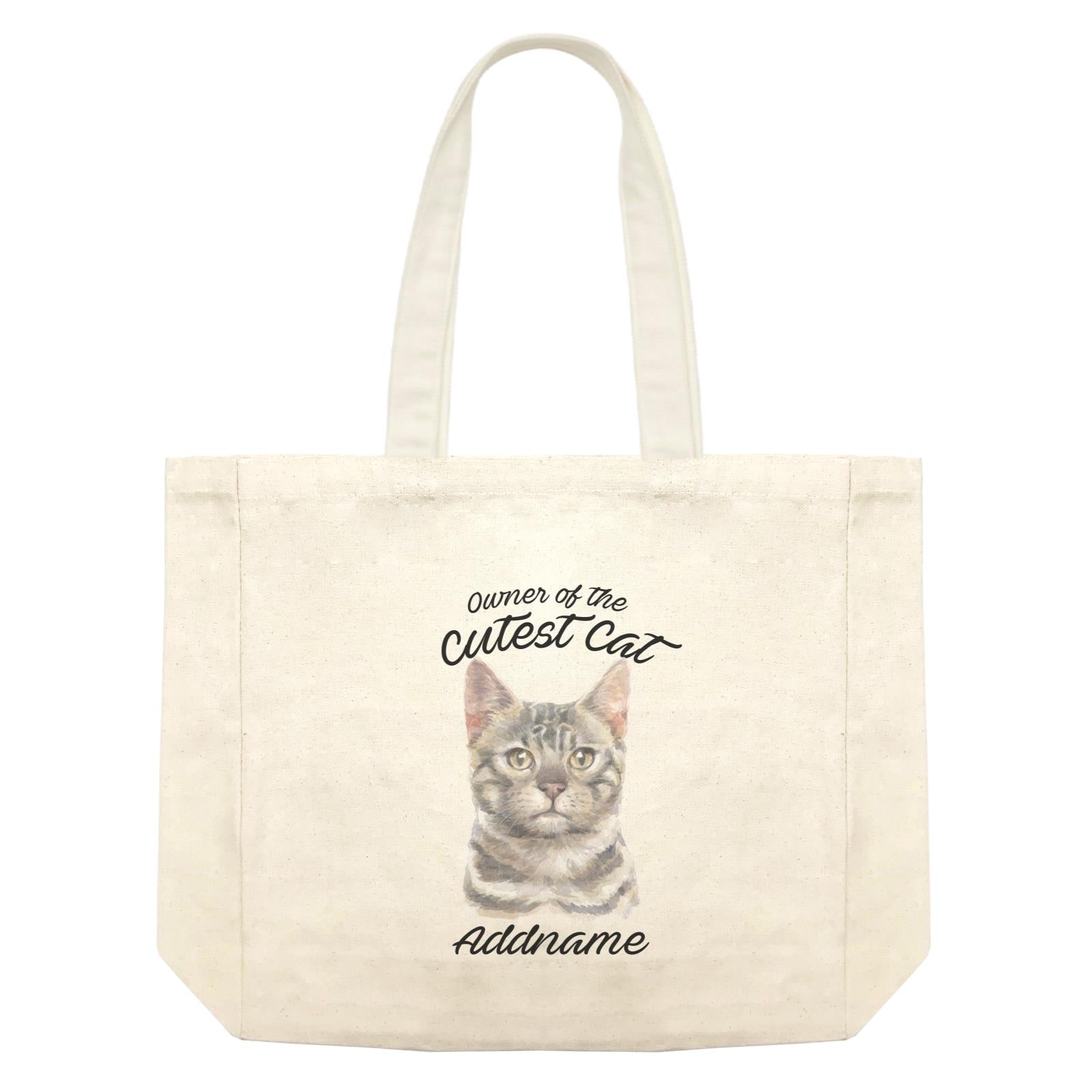 Watercolor Owner Of The Cutest Cat Bengal Grey Addname Shopping Bag
