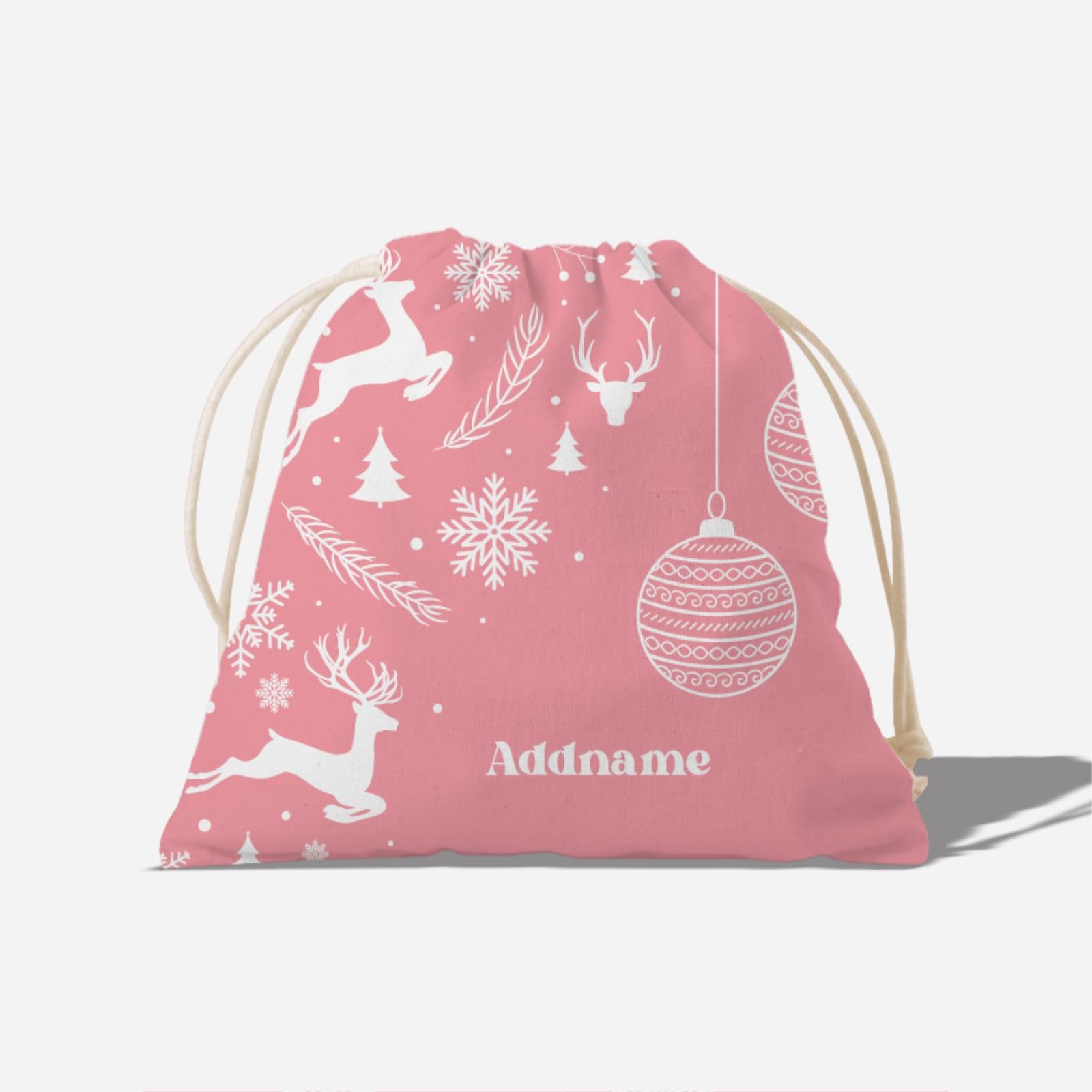 Christmas Series Full Print Satchel - Jubilant Reindeers - Light Pink