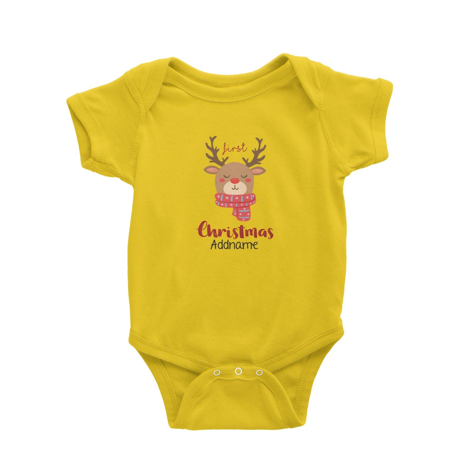 Xmas First Christmas Cute Reindeer with Scarf Baby Romper