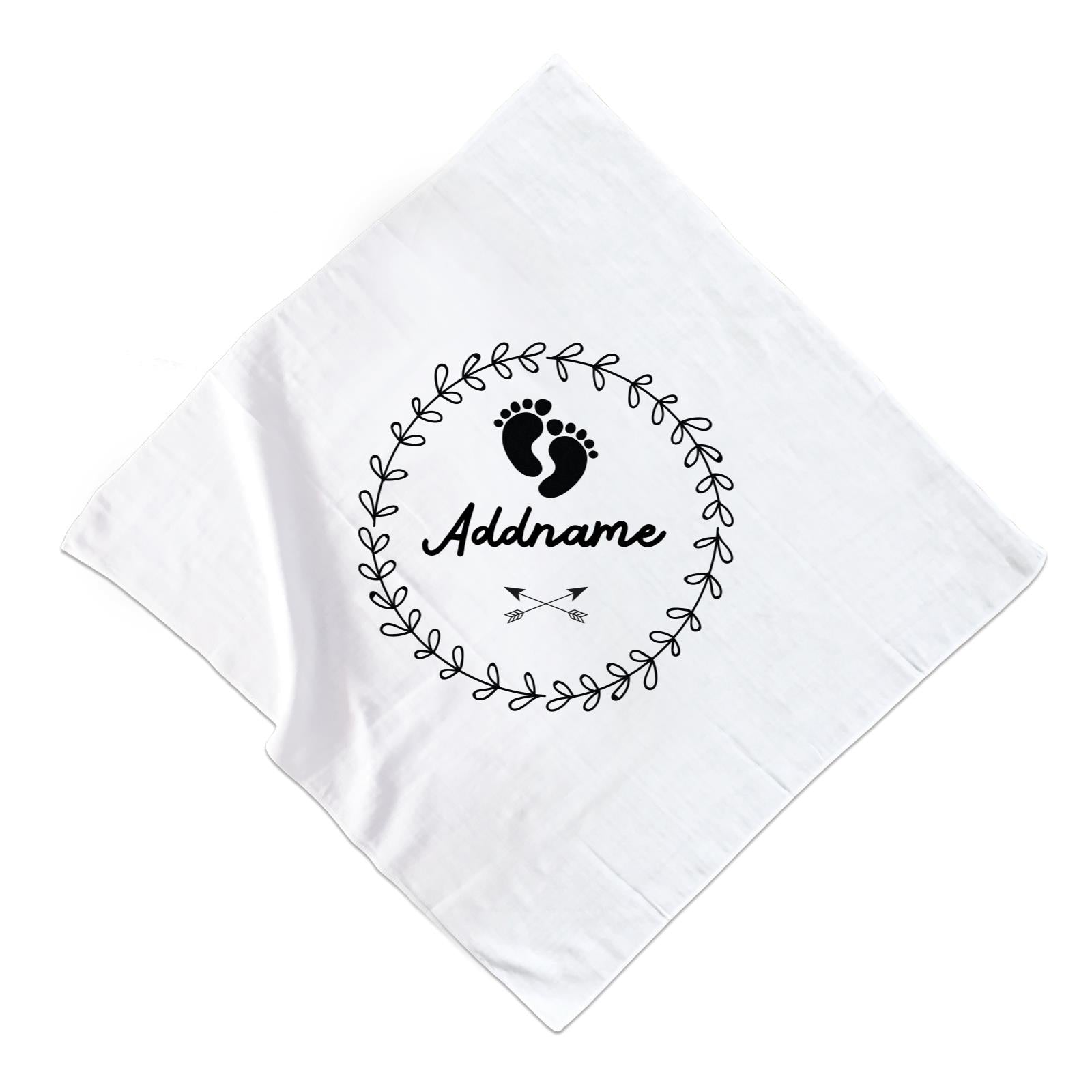 Monochrome Footprints and Arrows Addname Muslin Muslin Square