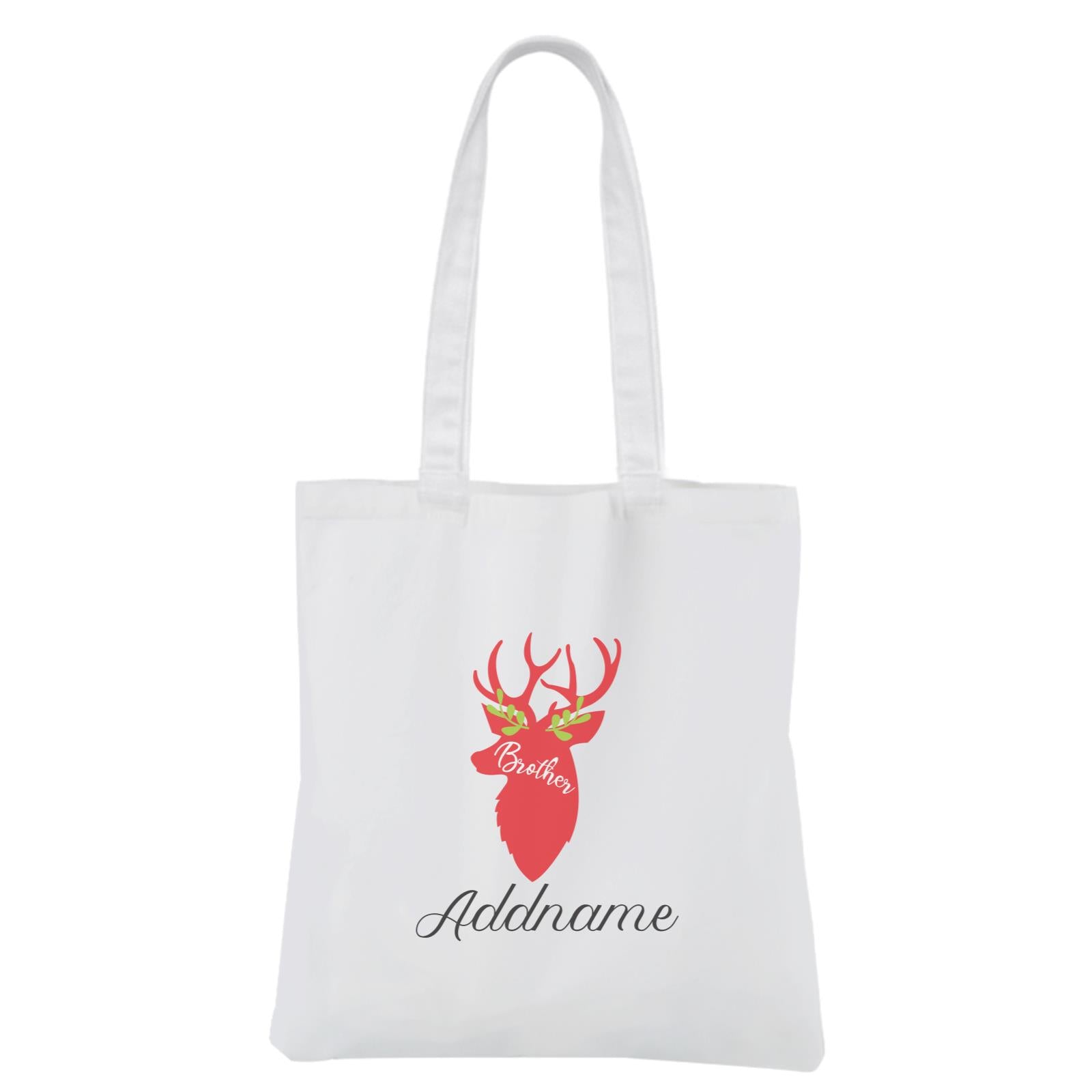 Christmas Series Brother Silhouette Reindeer White Canvas Bag