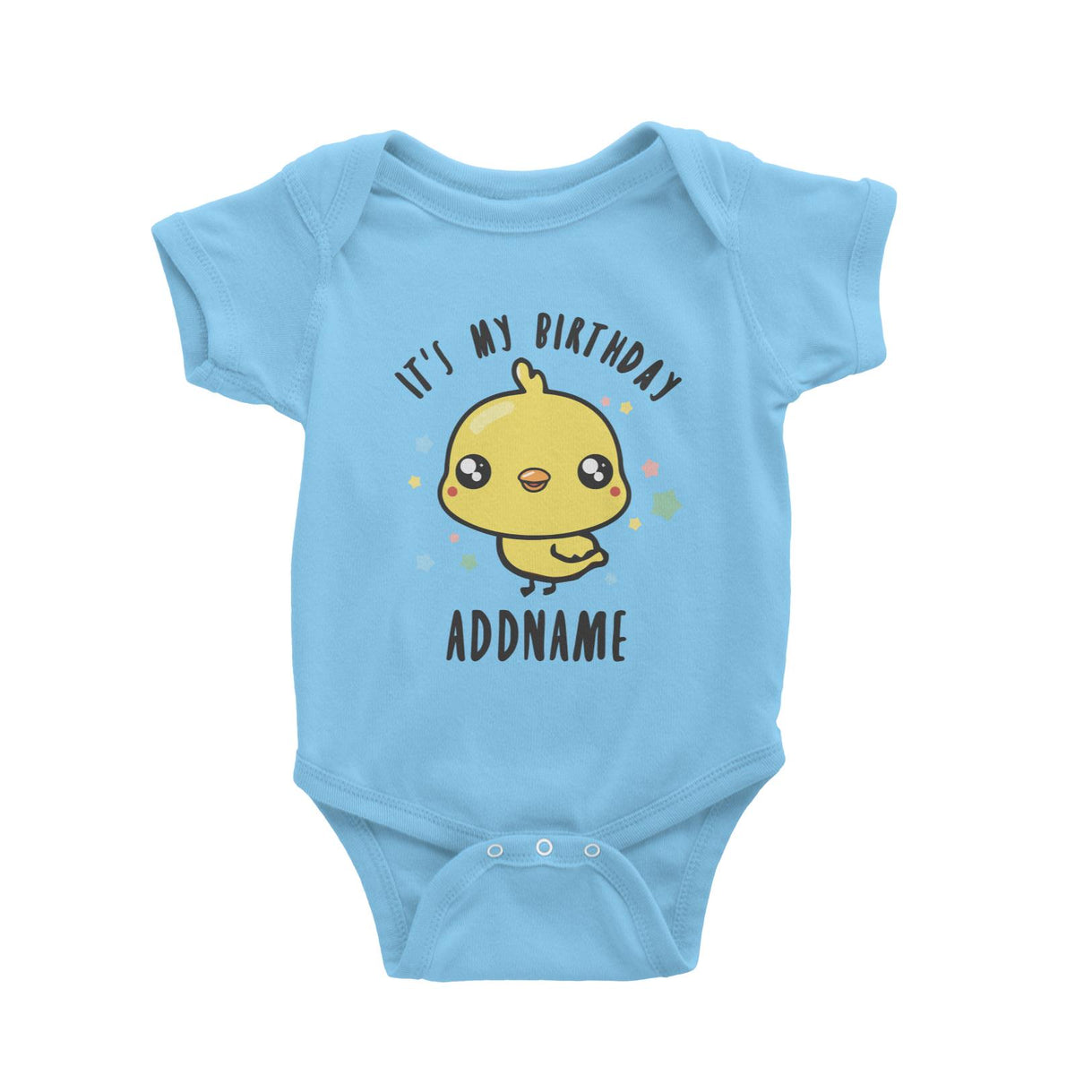 Cute Chick It's My Birthday Theme Personalizable with Date and Number Baby Romper
