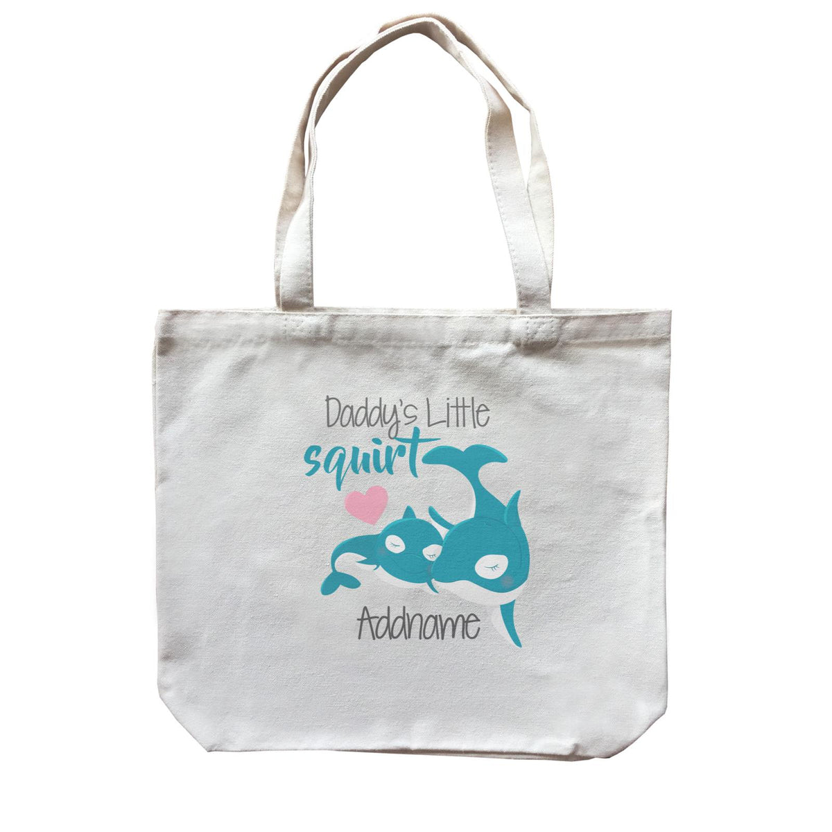 Animal &amp; Loved Ones Daddy&#39;s Little Squirt Dolphin Father and Son Addname Canvas Bag