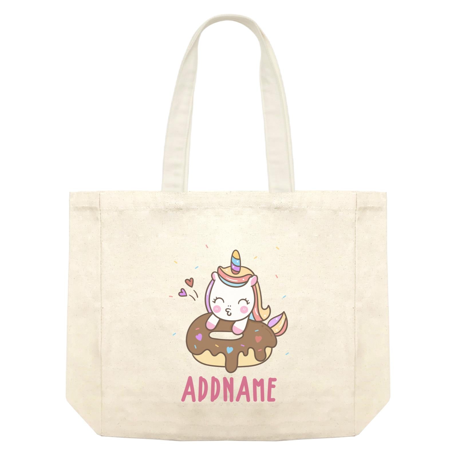 Unicorn And Princess Series Unicorn Hugging Donut Addname Shopping Bag