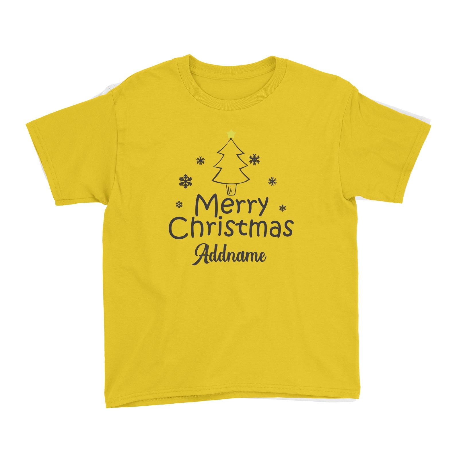 Christmas Series Merry Christmas Tree with Snowflakes Kid's T-Shirt