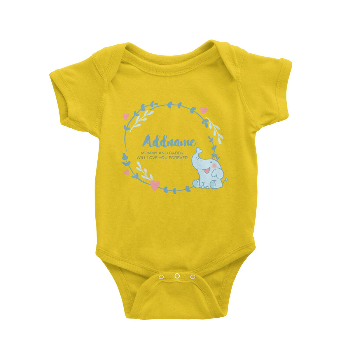 Cute Baby Blue Elephant Prince Personalizable with Name and Text Baby Romper