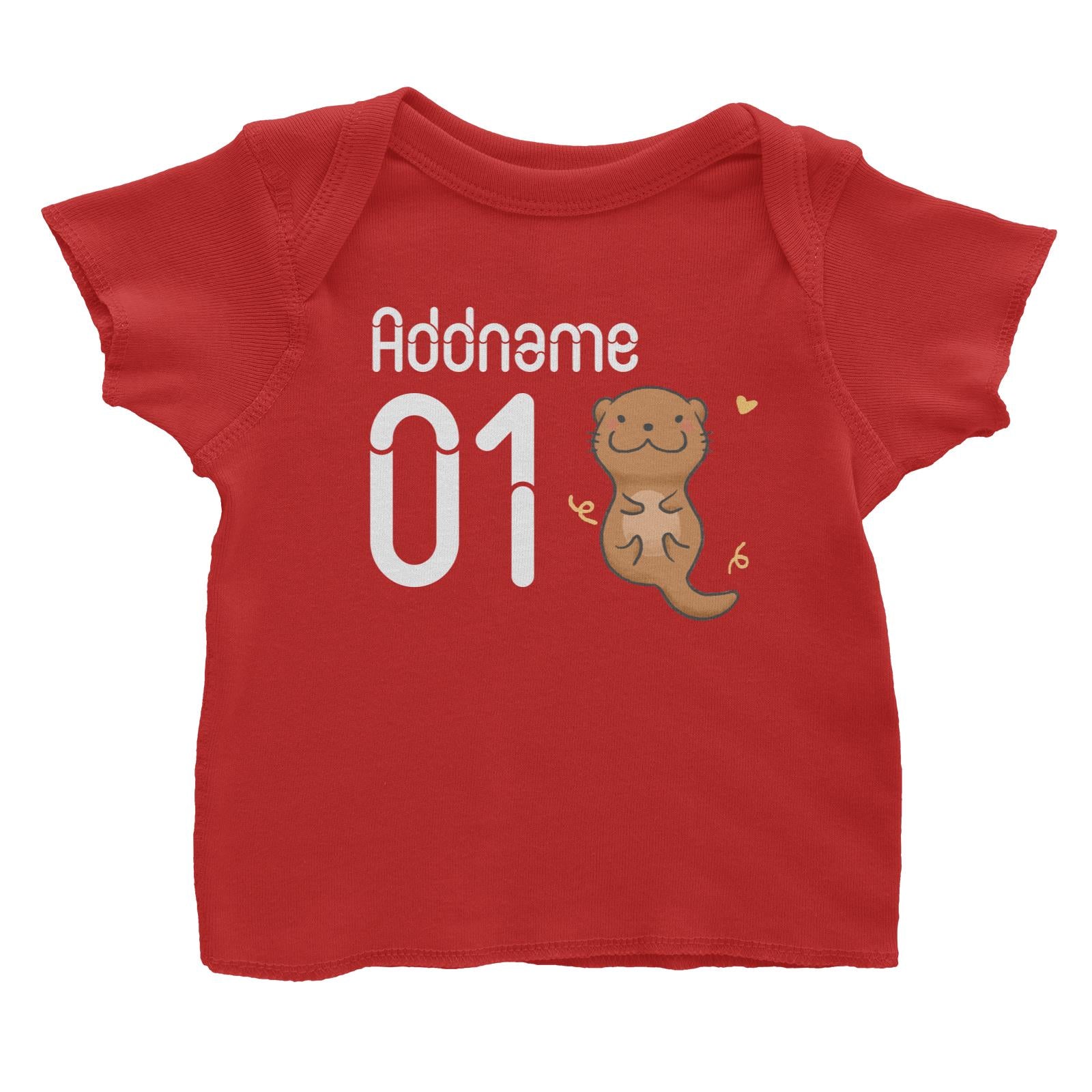 Name and Number Cute Hand Drawn Style Otter Baby T-Shirt