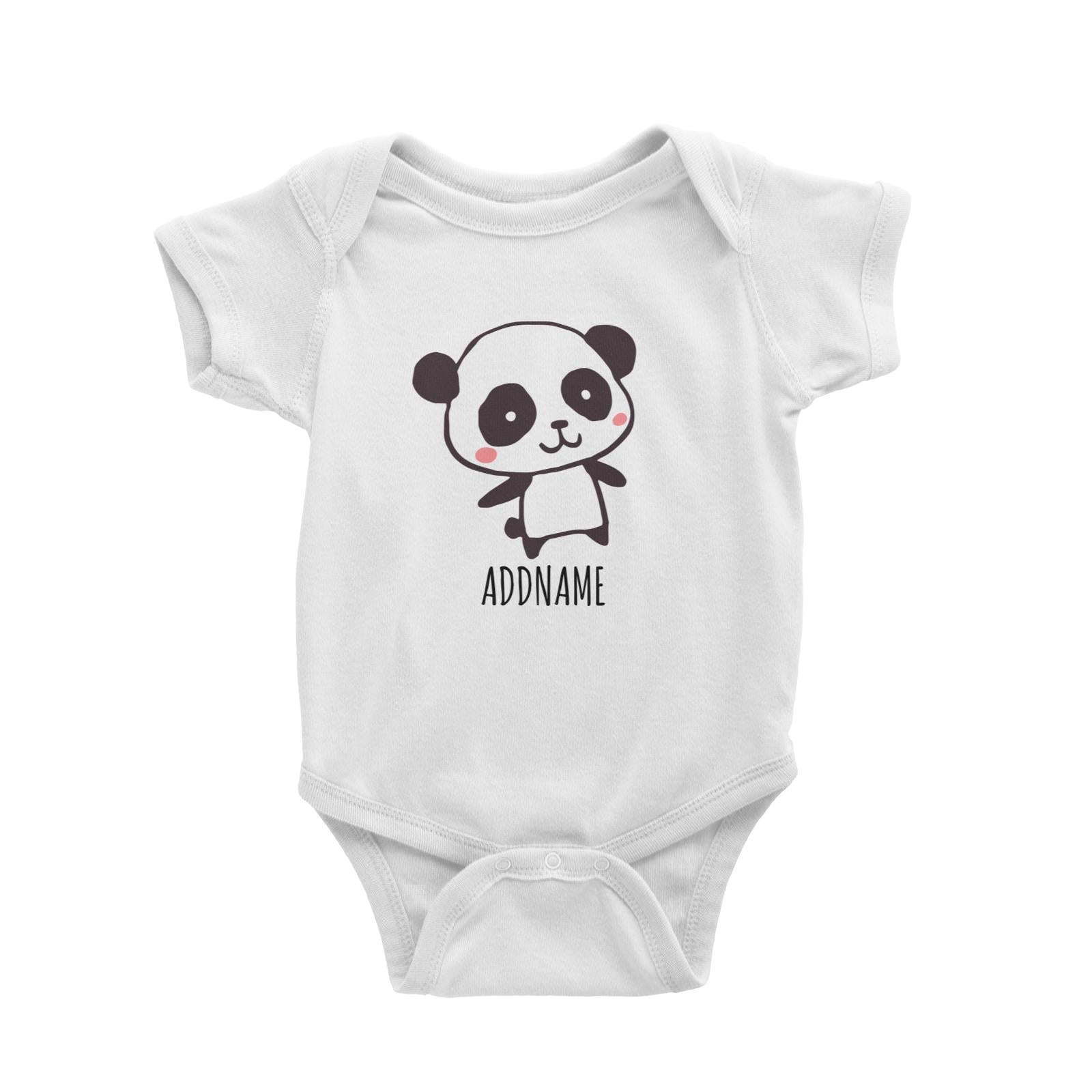 Cartoon Kawaii Panda Doodle White White Baby Romper
