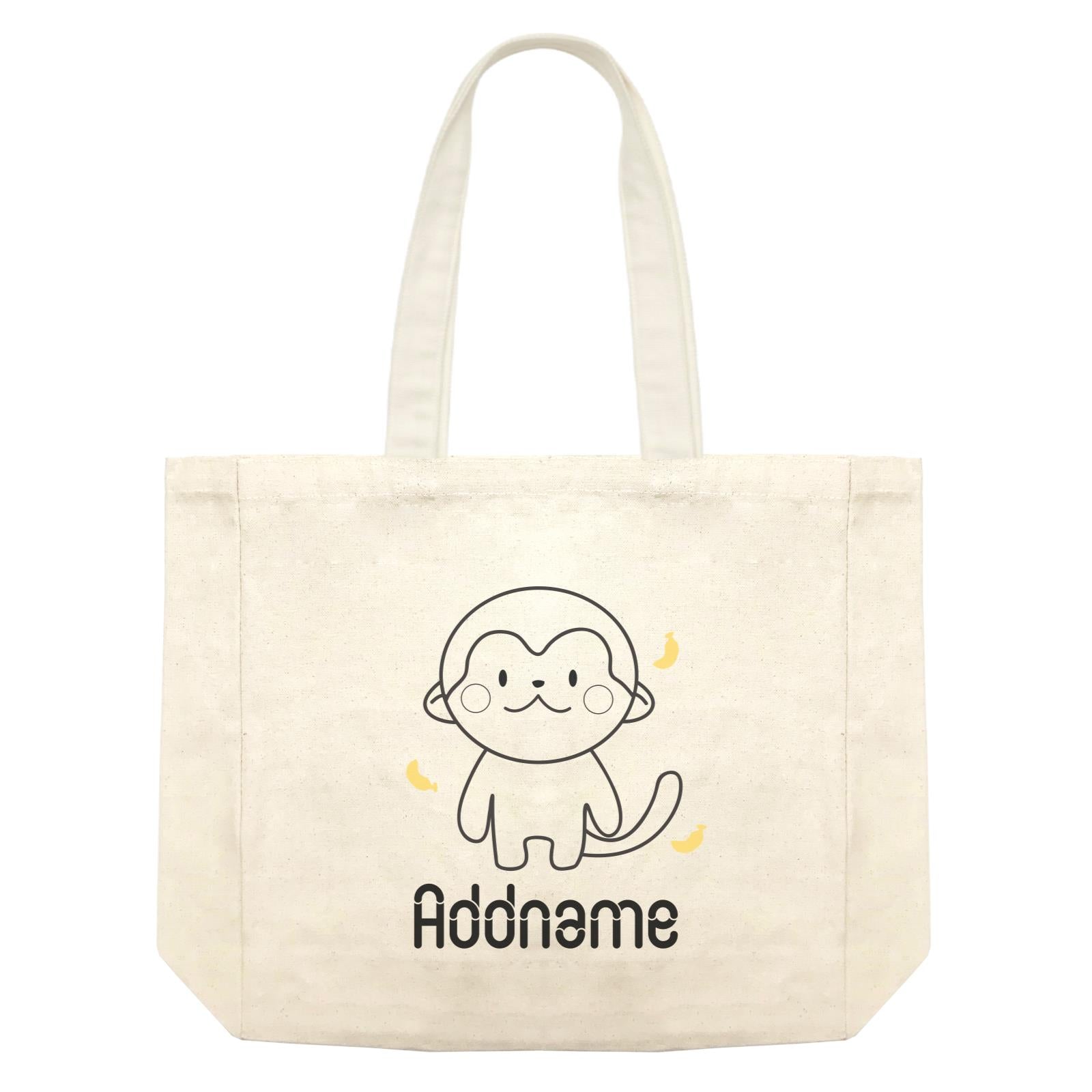 Coloring Outline Cute Hand Drawn Animals Furry Monkey Addname Shopping Bag