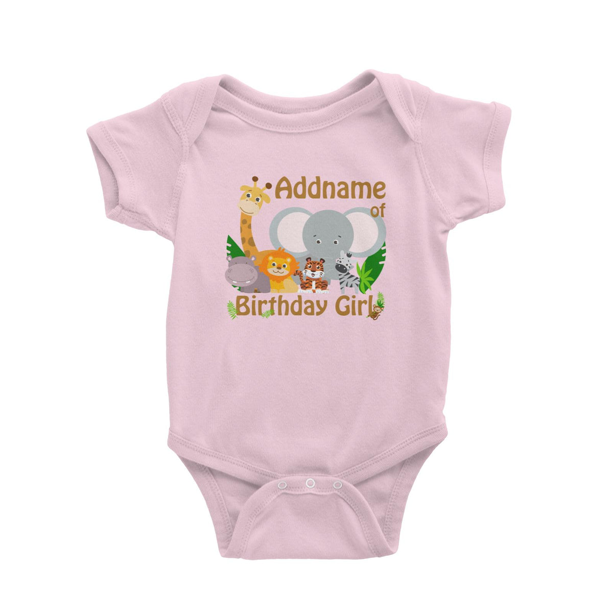 Animal Safari Jungle Birthday Theme Addname of Birthday Girl Baby Romper
