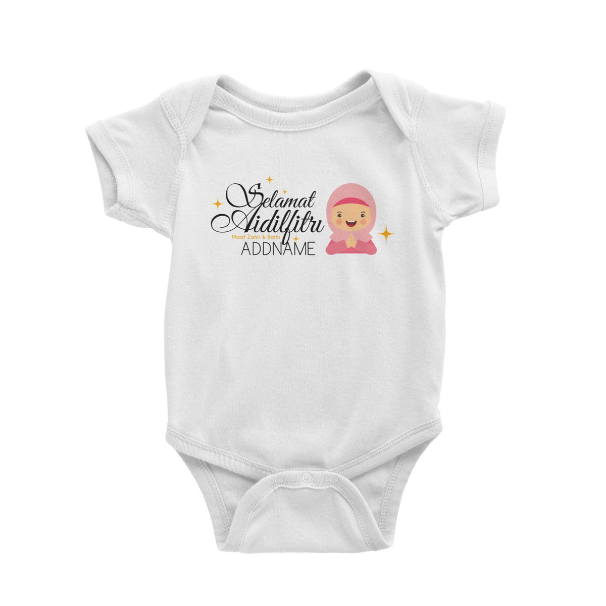 Selamat Aidilfitri Lady Baby Romper Raya Personalizable Designs Sweet Character