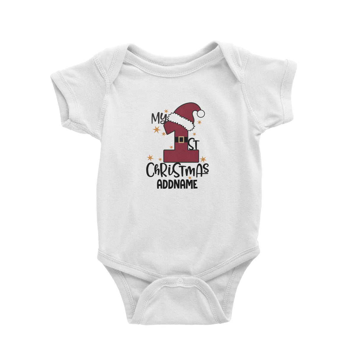 Xmas My 1st Christmas with Santa Hat &amp; Belt Baby Romper