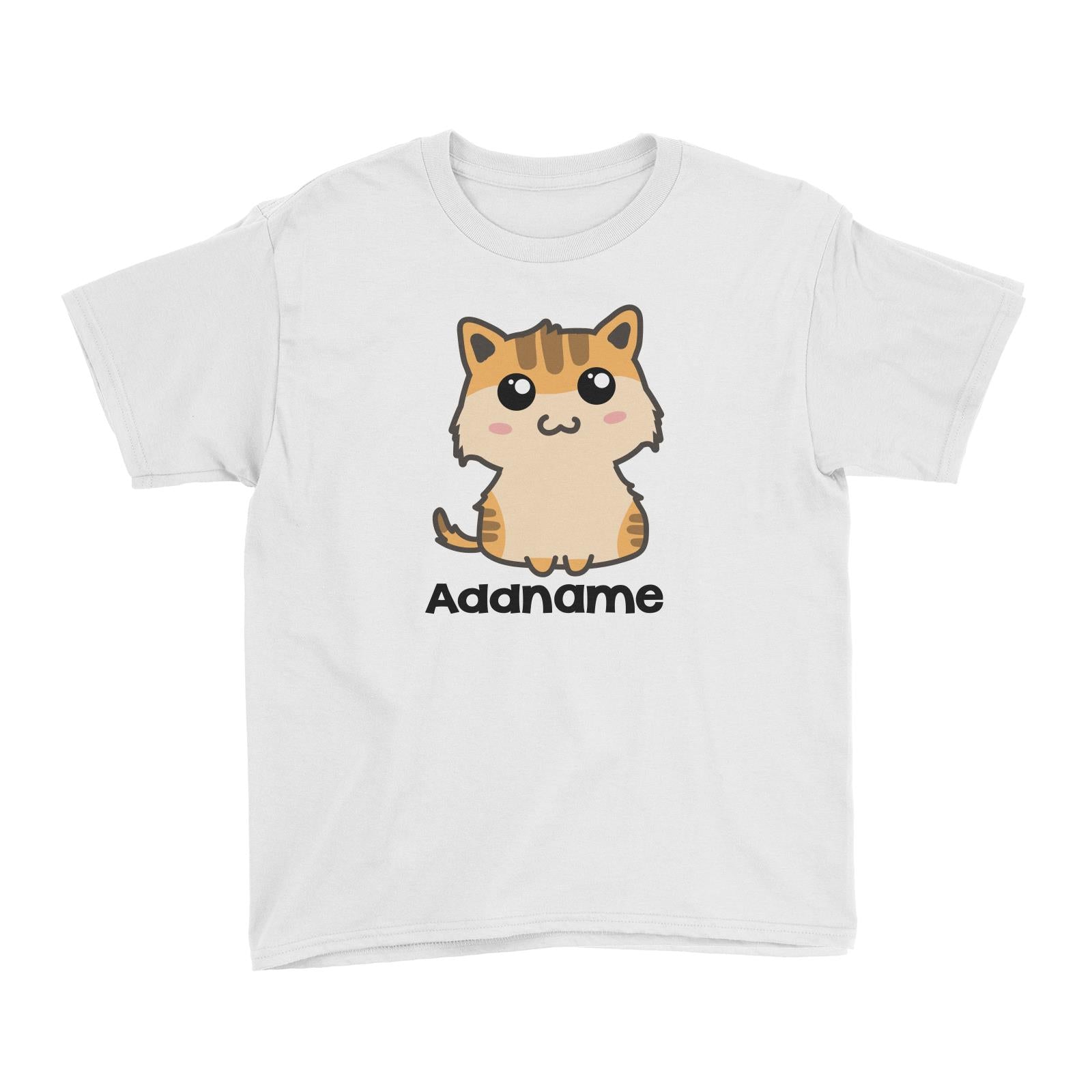 Drawn Adorable Cats Cream & Yellow Addname Kid's T-Shirt