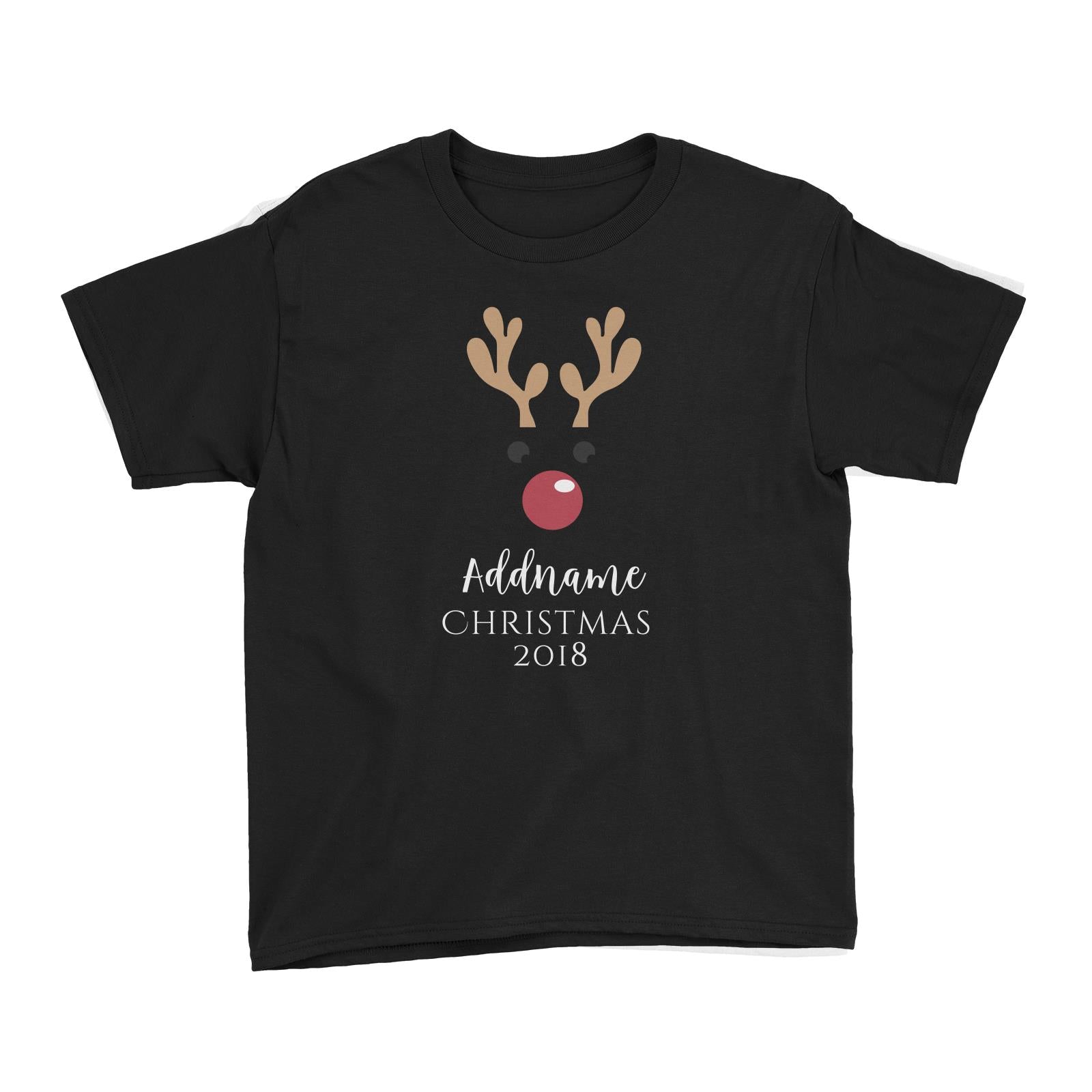 Christmas Cute Reindeer Christmas 2018 Addname Kid's T-Shirt
