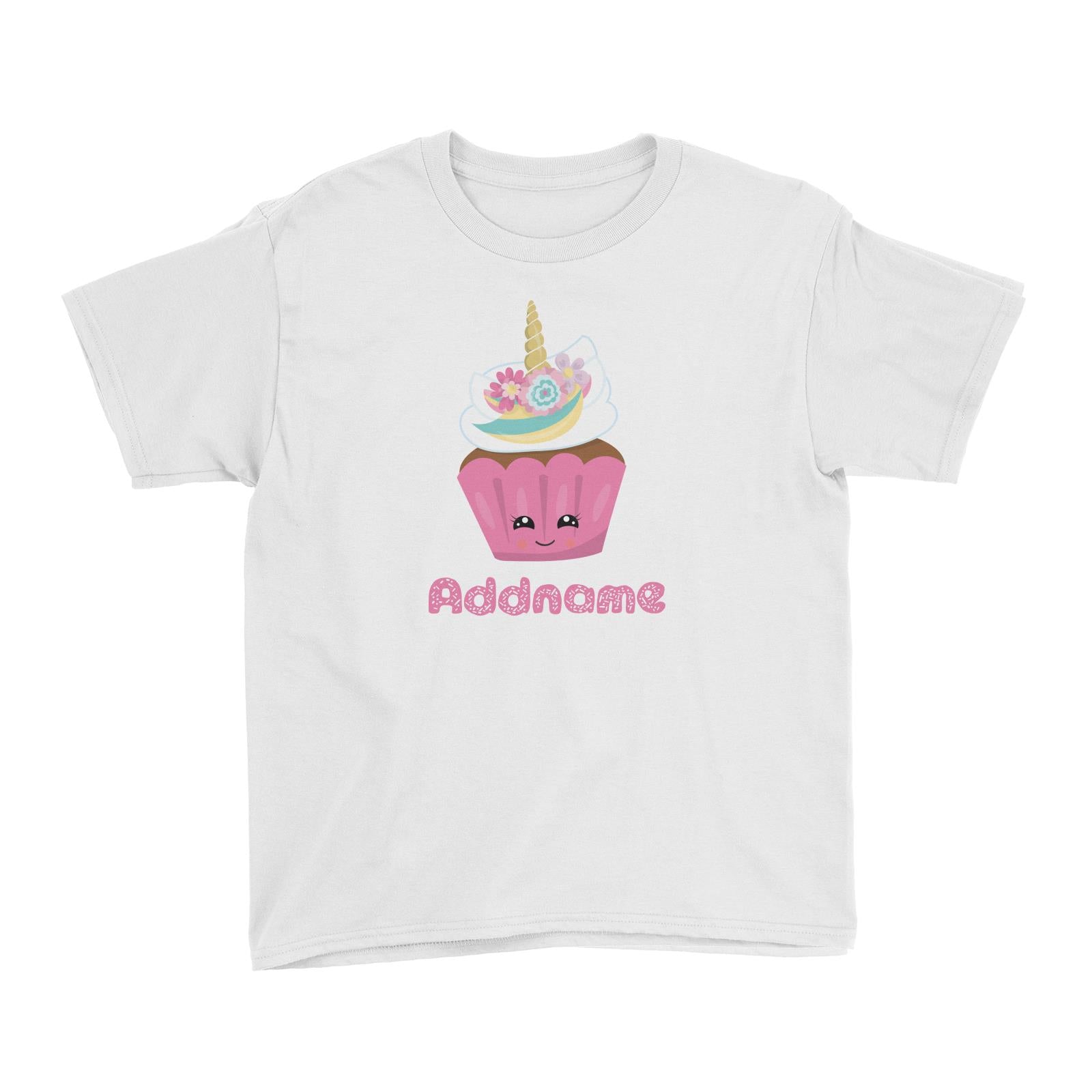 Magical Sweets Pink Cupcake Addname Kid's T-Shirt