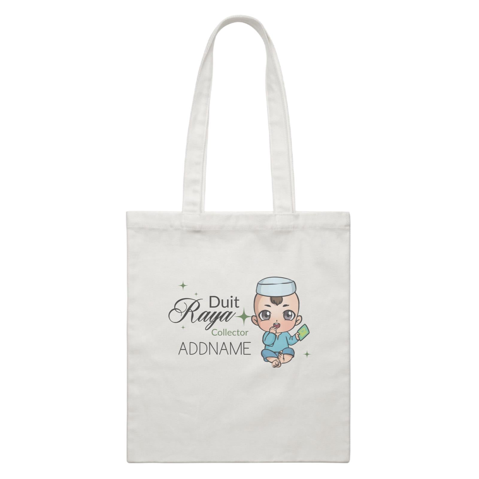 Raya Chibi Baby Baby Boy Duit Raya Collector Addname White Canvas Bag