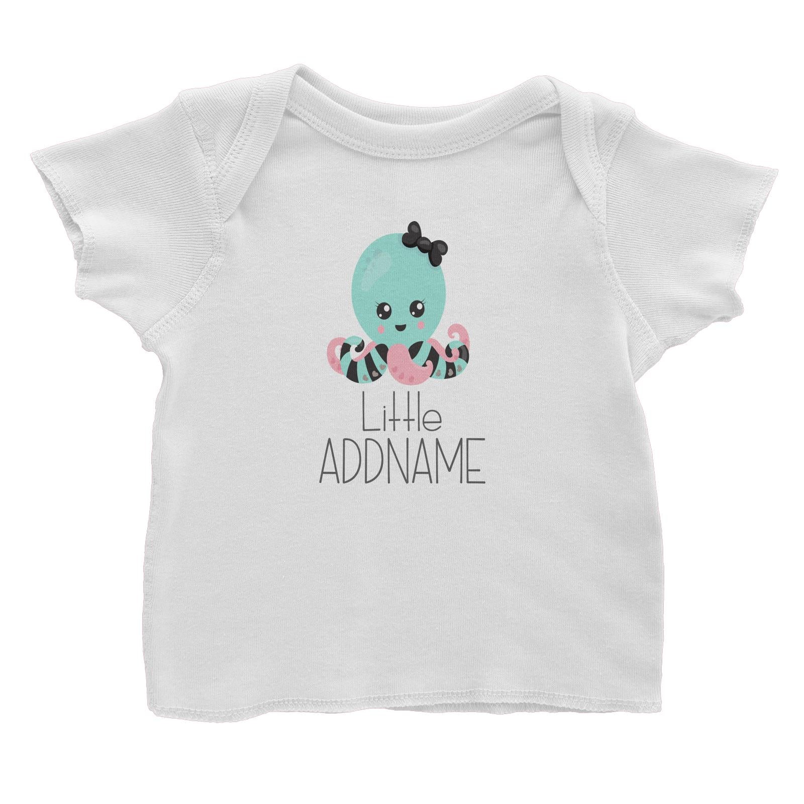 Nursery Animals Little Octopus with Ribbon Addname Baby T-Shirt