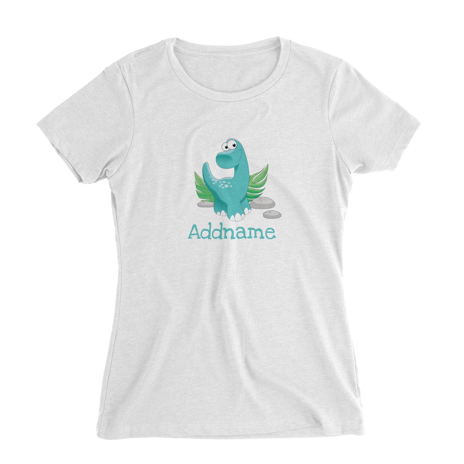 Dinosaurs Long Neck Addname Women's Slim Fit T-Shirt