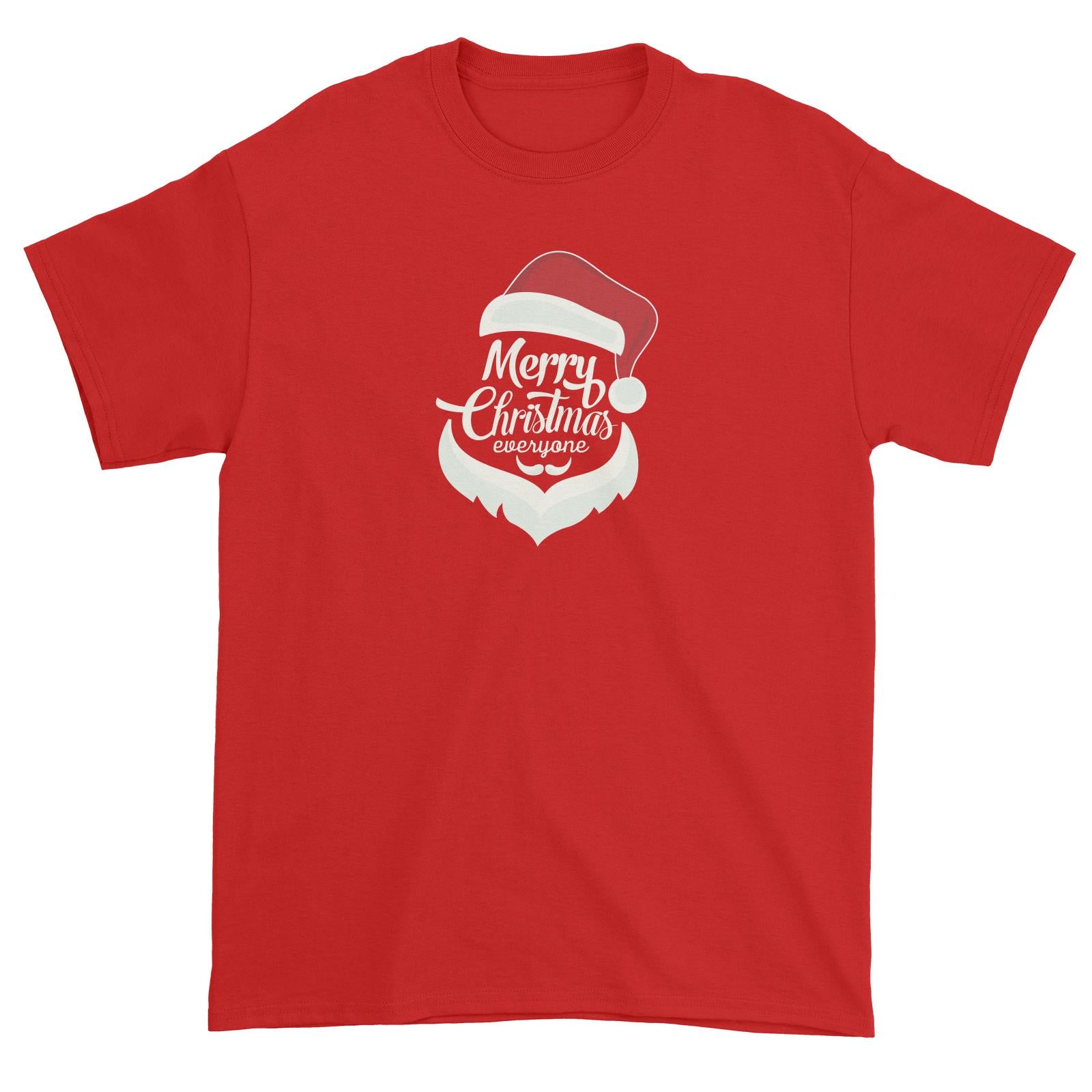 Merry Christmas Everyone with Santa Hat and Beard Unisex T-Shirt  Matching Family