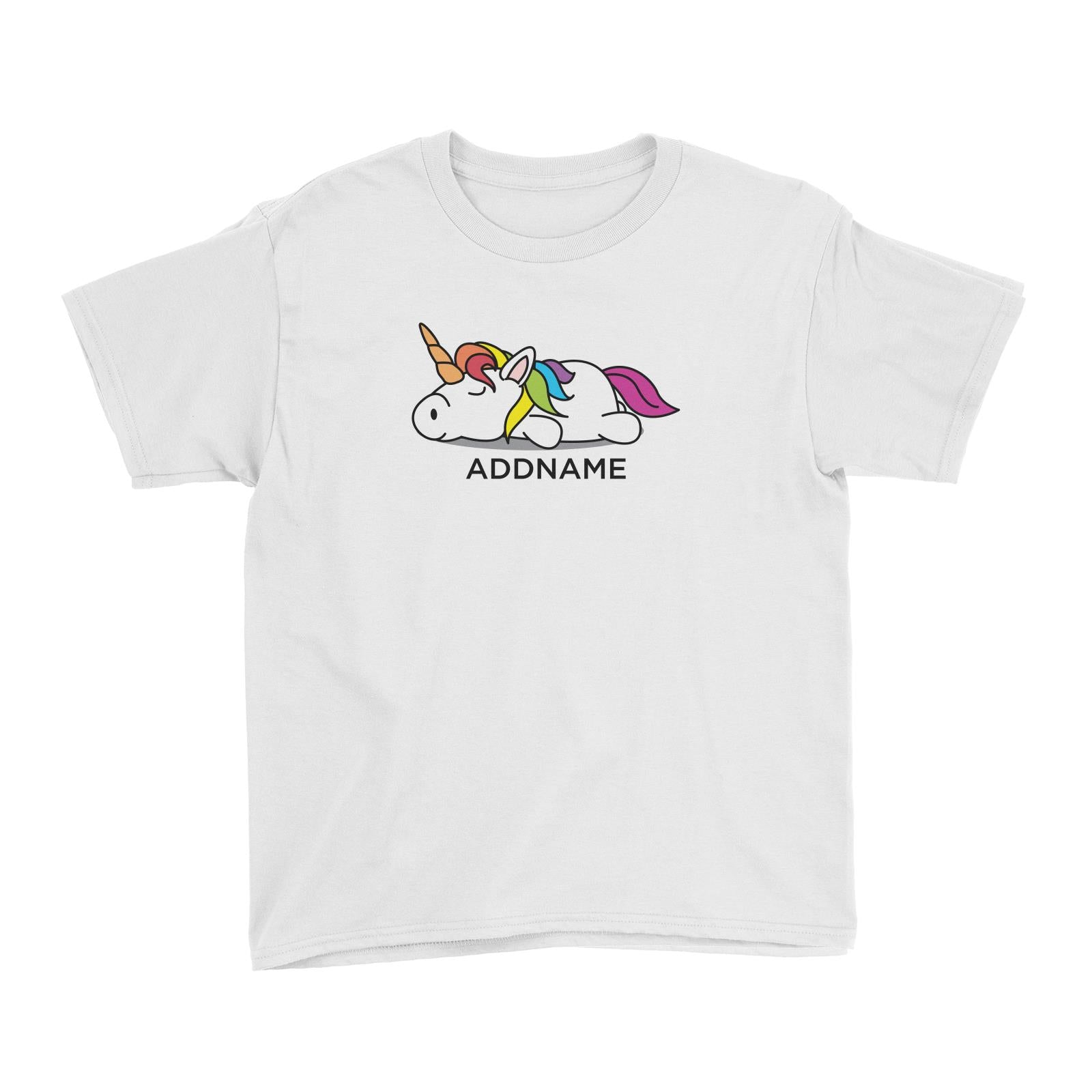 Lazy Colourful Unicorn Addname Kid's T-Shirt (FLASH DEAL)