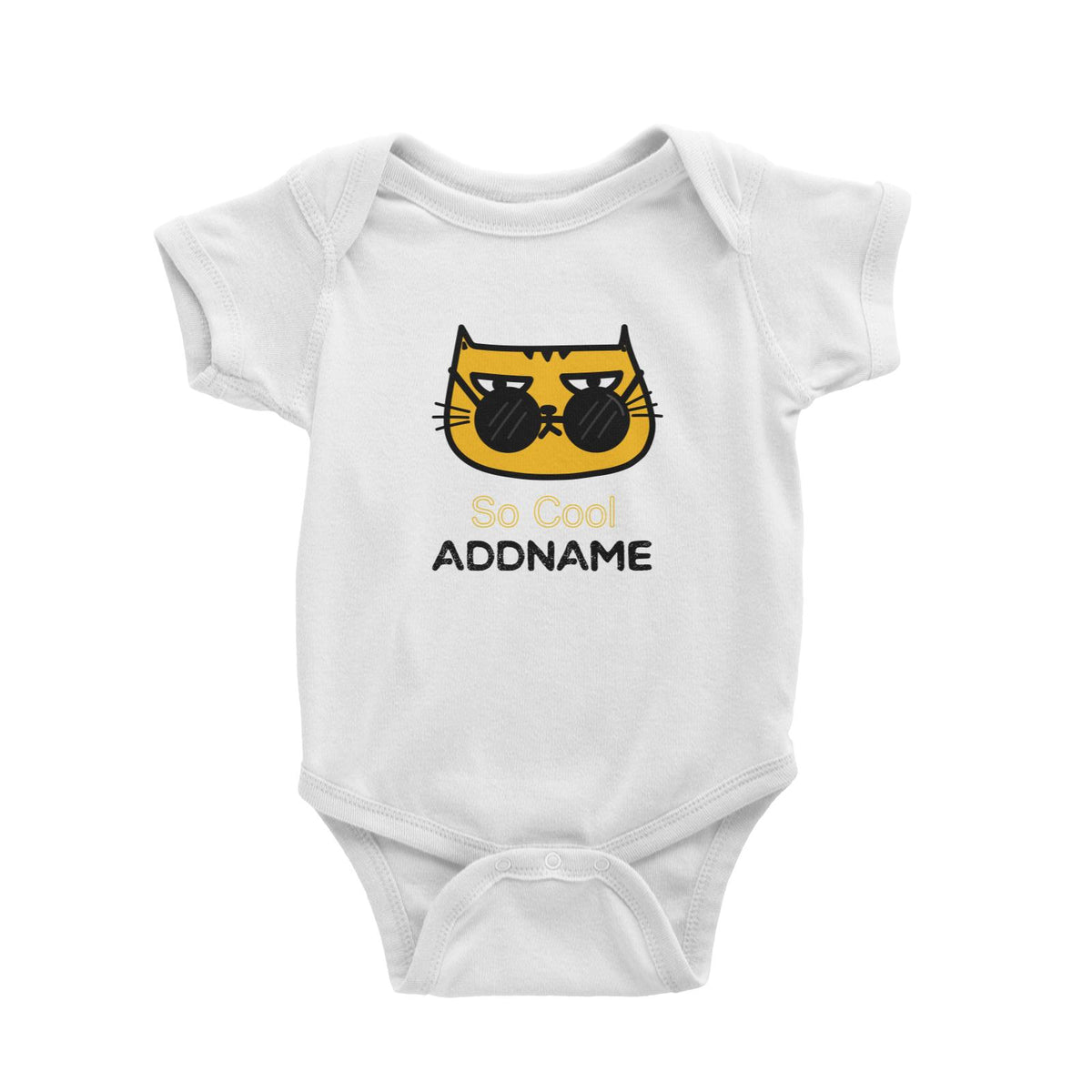 Cute Animals And Friends Series Cool Cat With Sunglasses Addname Baby Romper