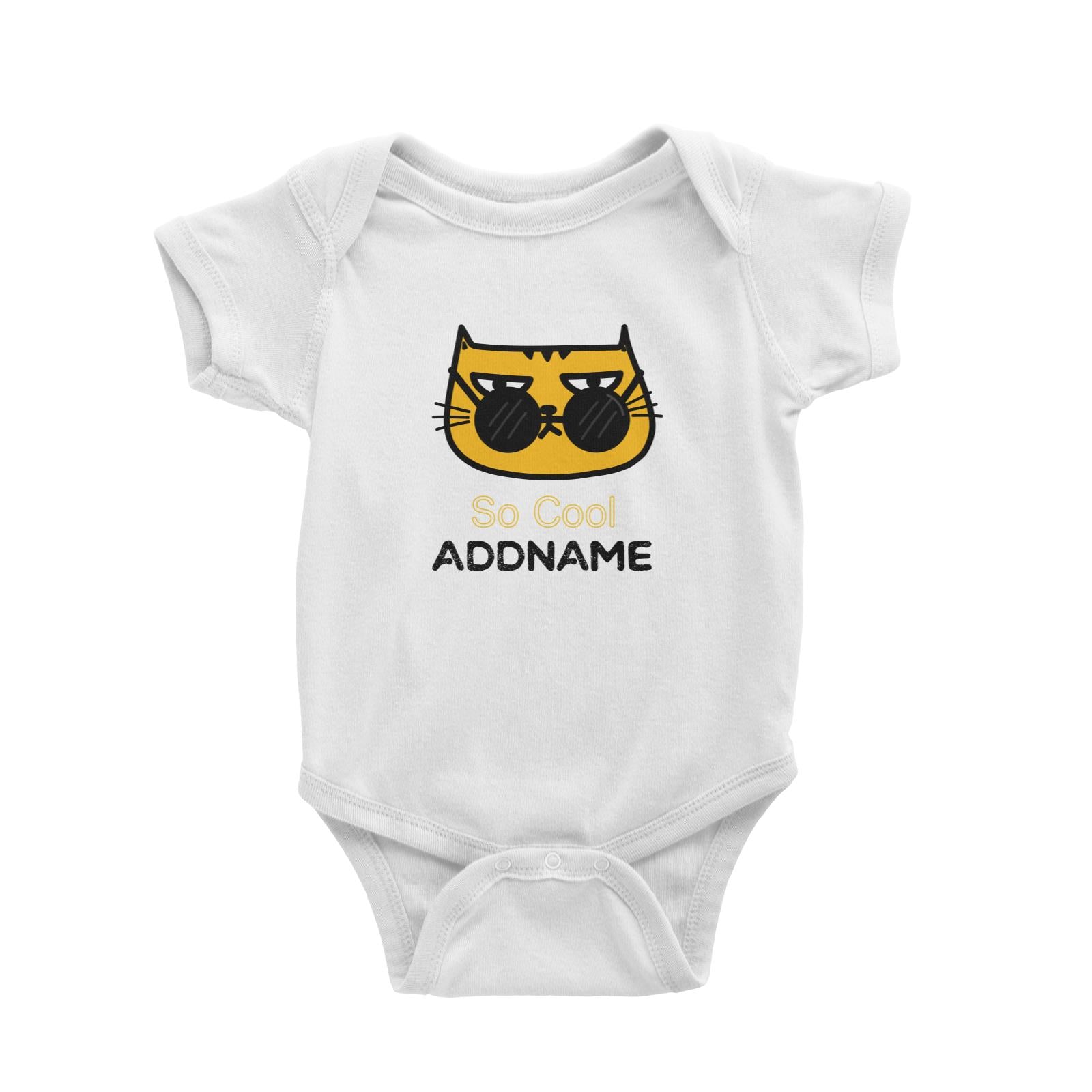 Cute Animals And Friends Series Cool Cat With Sunglasses Addname Baby Romper