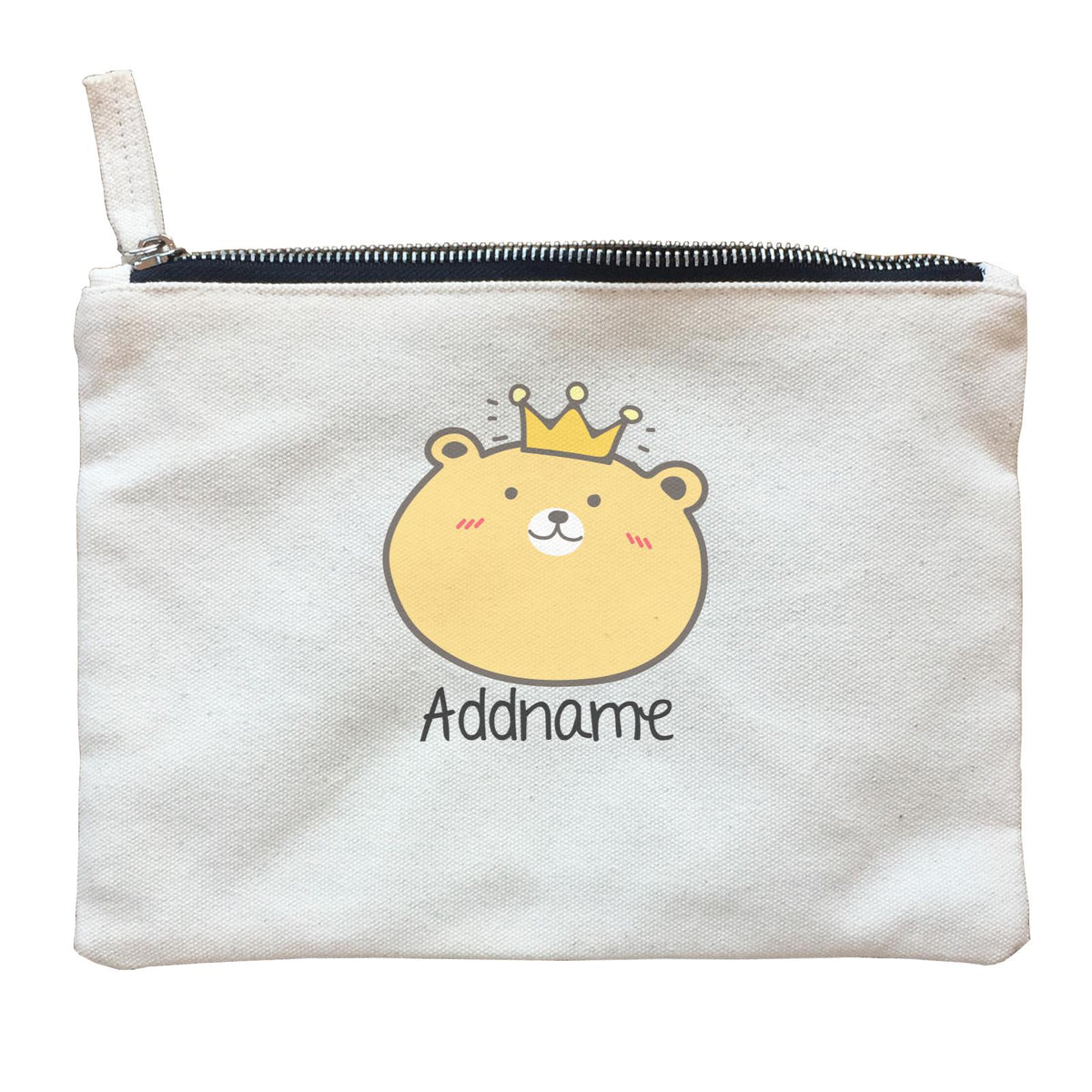 Cute Animals And Friends Series Cute Yellow Bear With Crown Addname Zipper Pouch