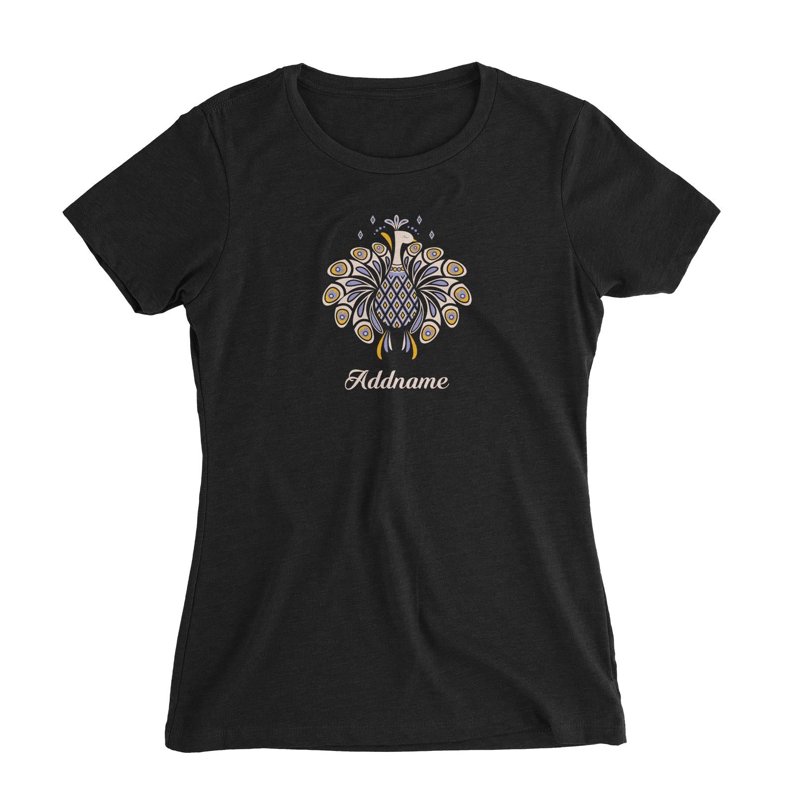 Deepavali Series Geometric Peacock Women's Slim Fit T-Shirt