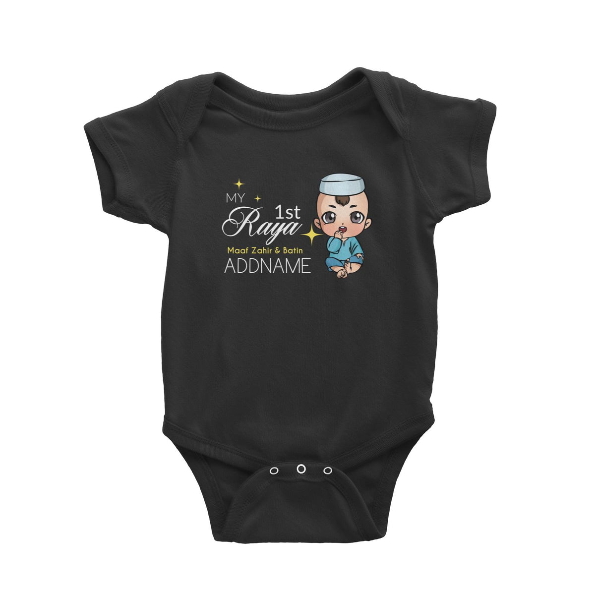 Raya Chibi Baby Baby Boy My 1st Raya Maaf Zahir &amp; Batin Addname Baby Rompers