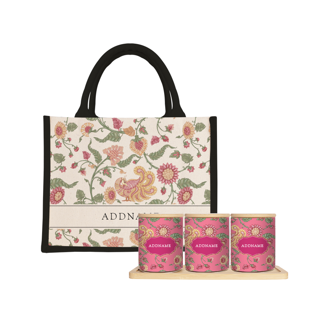 Batik Series - Cempaka Balang Raya Set (3 in 1) with Half Lining Small Jute Bag