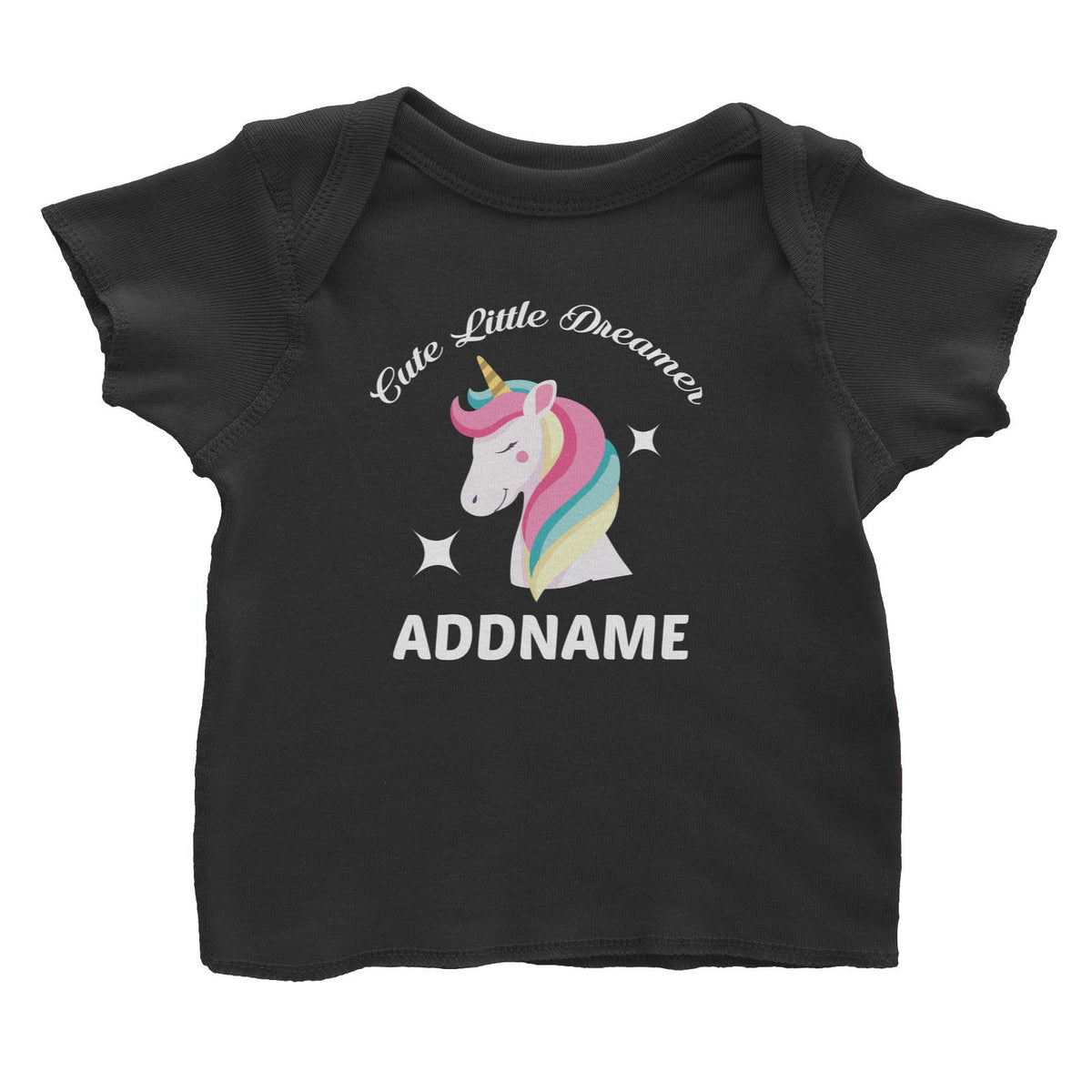 Unicorn Cute Little Dreamer Addname Baby T-Shirt