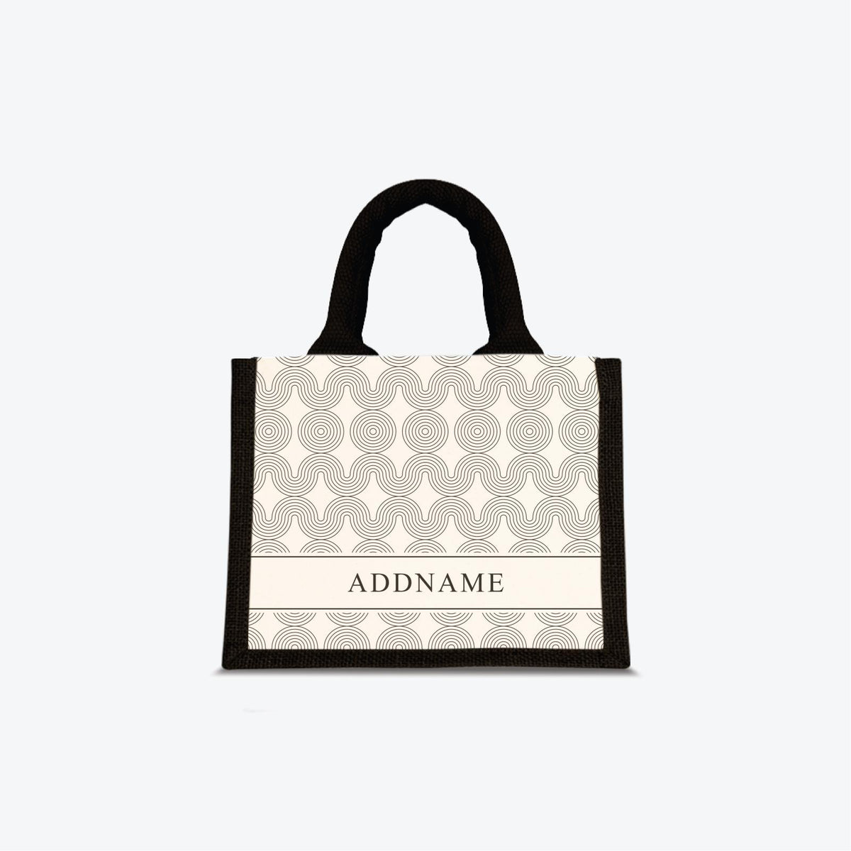 Moire Series Half Lining Jute Bag - Black